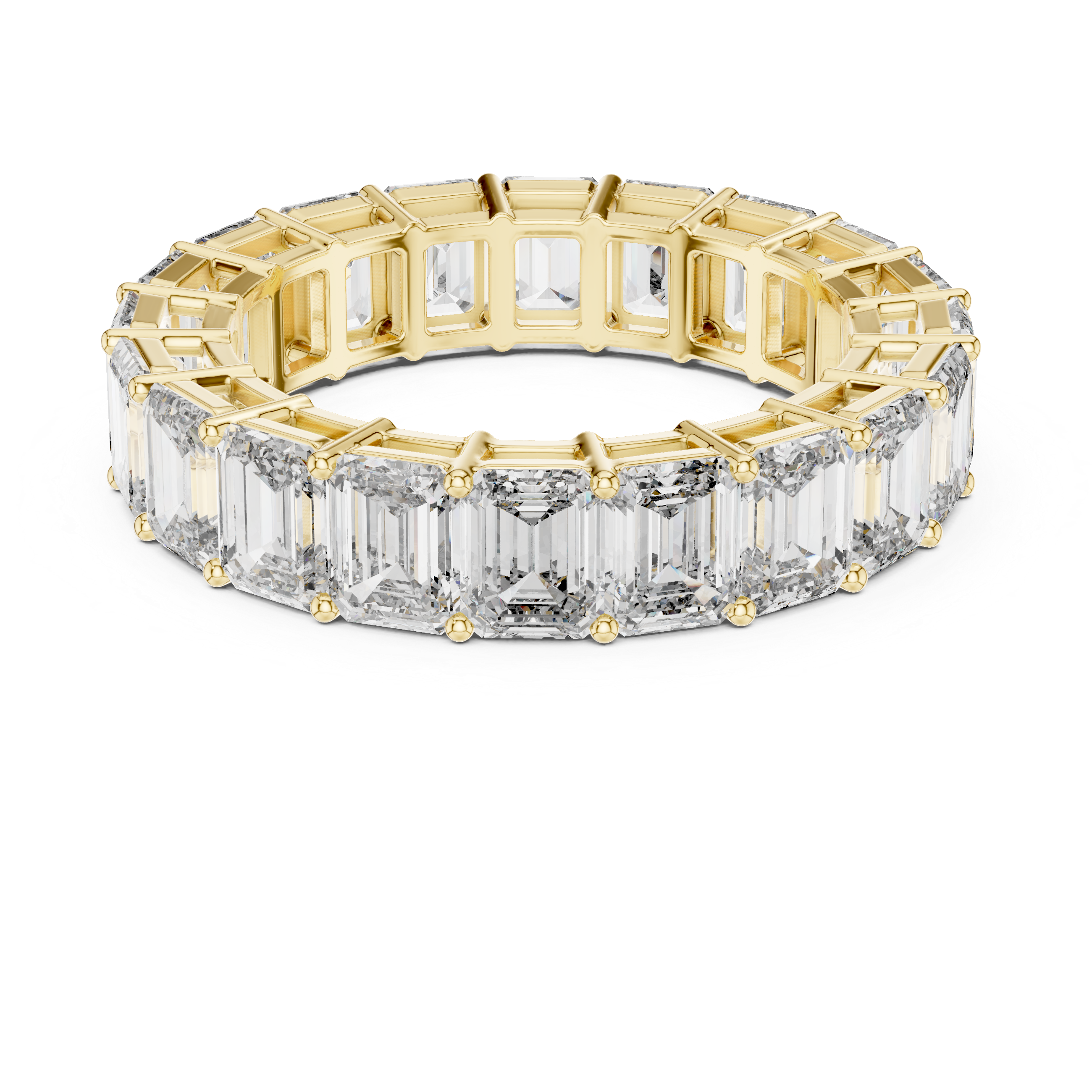 Eternity Band with Emerald-Cut Diamonds in Prong Setting