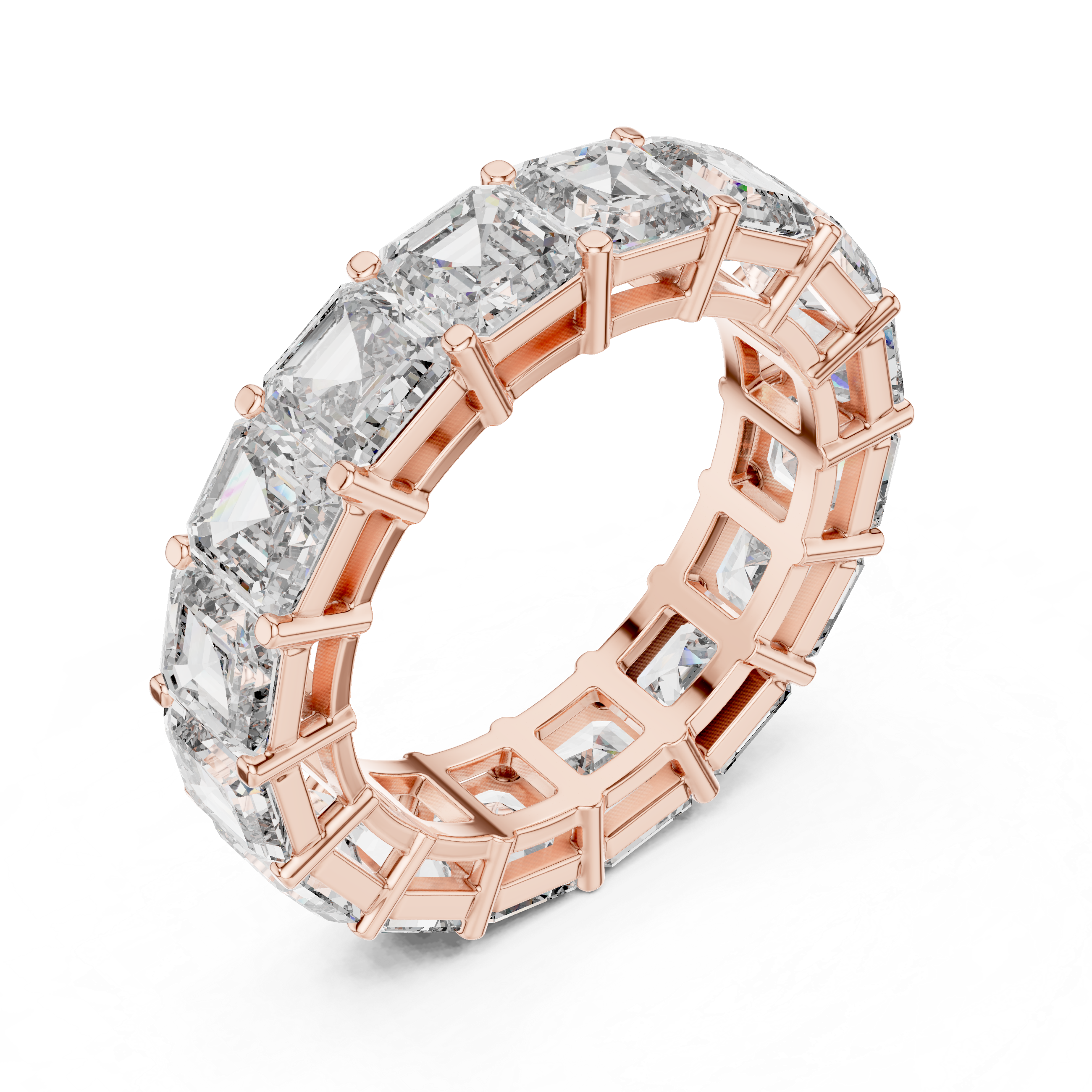Eternity Band with Asscher-Cut Diamonds in Prong Setting