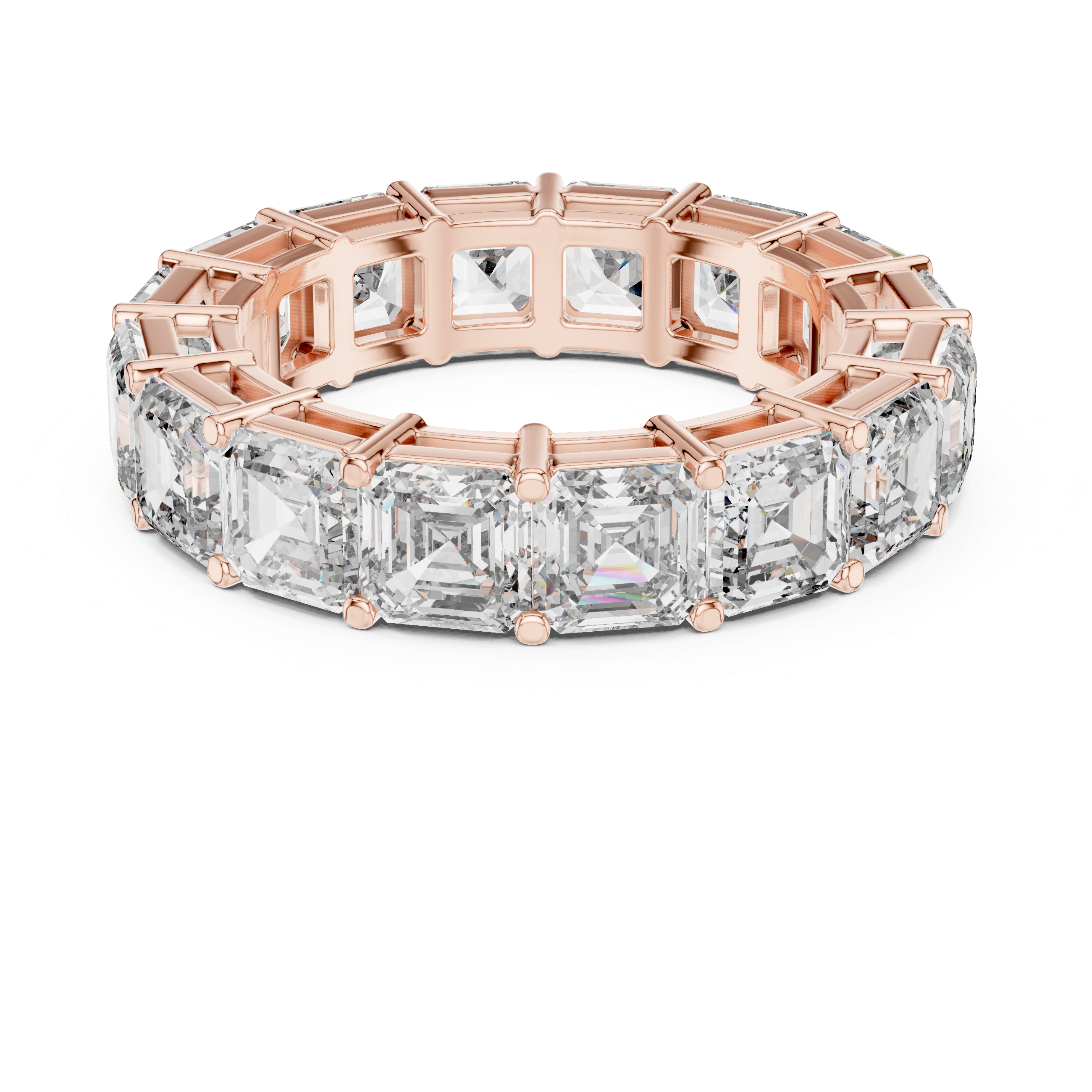 Eternity Band with Asscher-Cut Diamonds in Prong Setting
