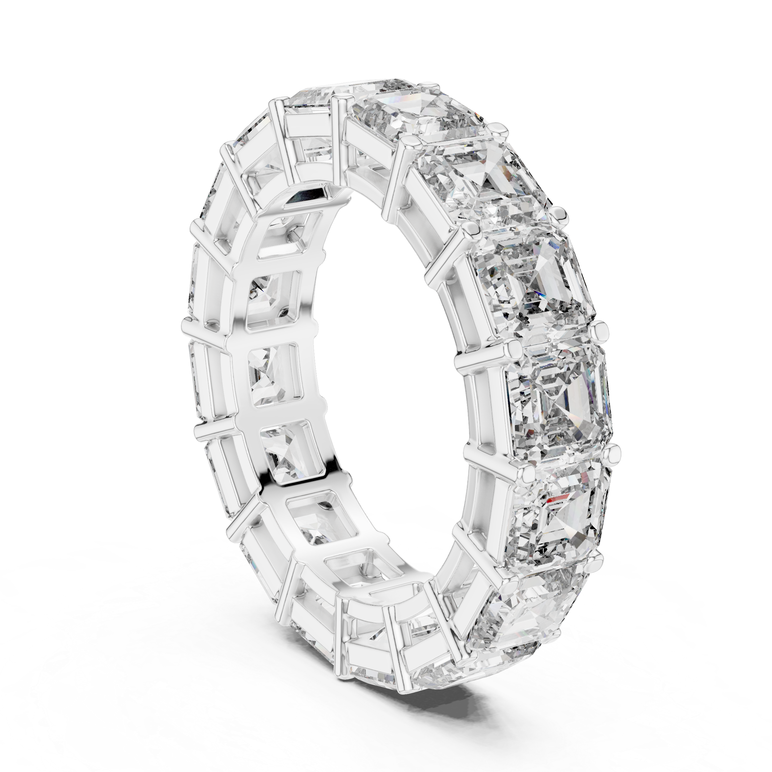 Eternity Band with Asscher-Cut Diamonds in Prong Setting