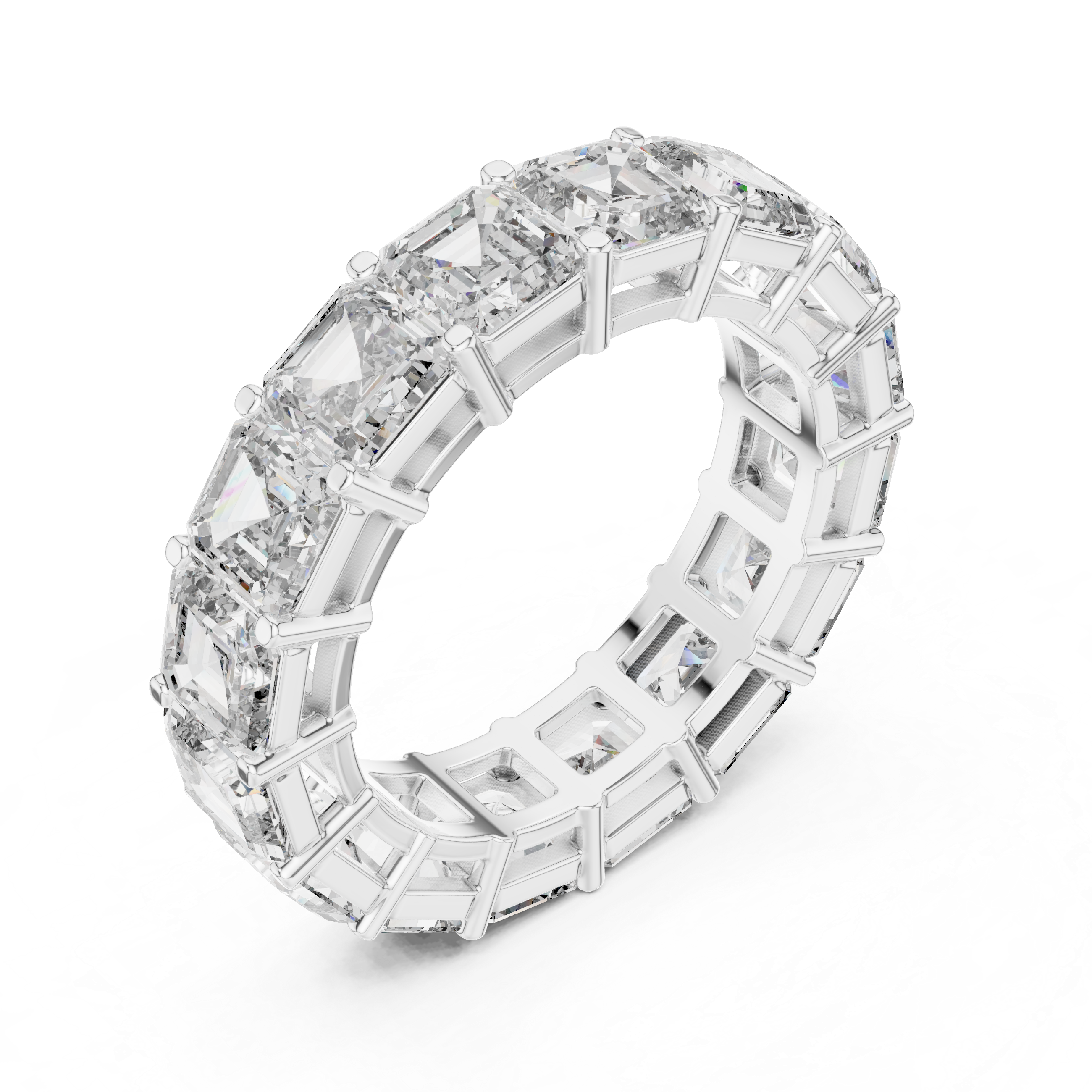 Eternity Band with Asscher-Cut Diamonds in Prong Setting