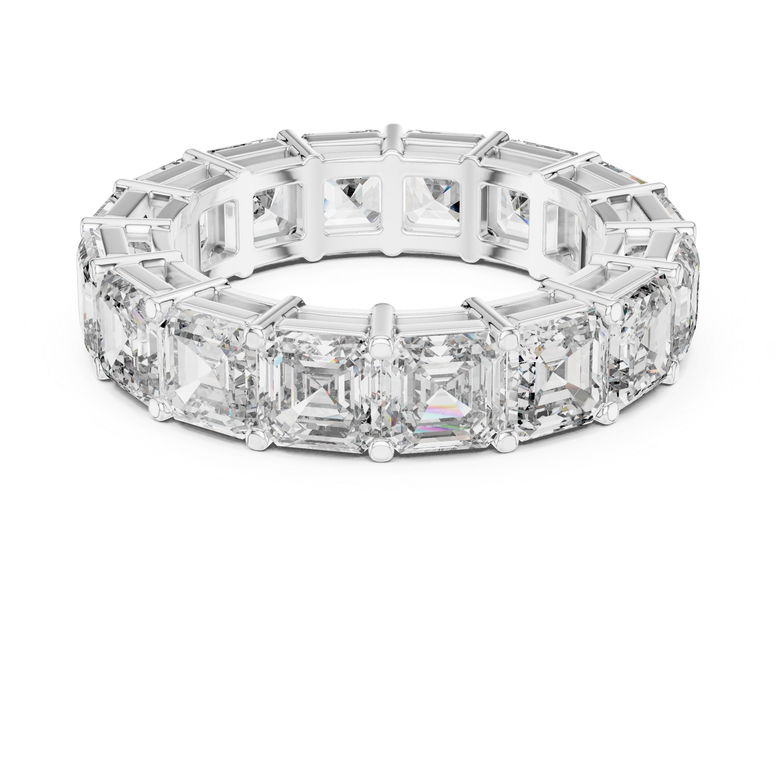 Eternity Band with Asscher-Cut Diamonds in Prong Setting
