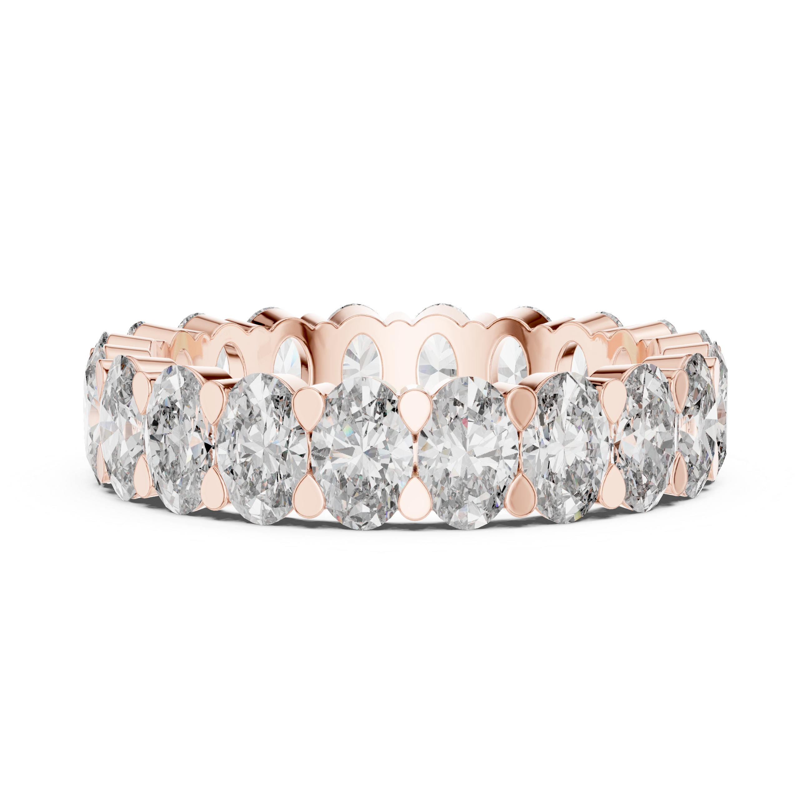 Eternity Band with Oval-Cut Diamonds in Shared Prong Setting