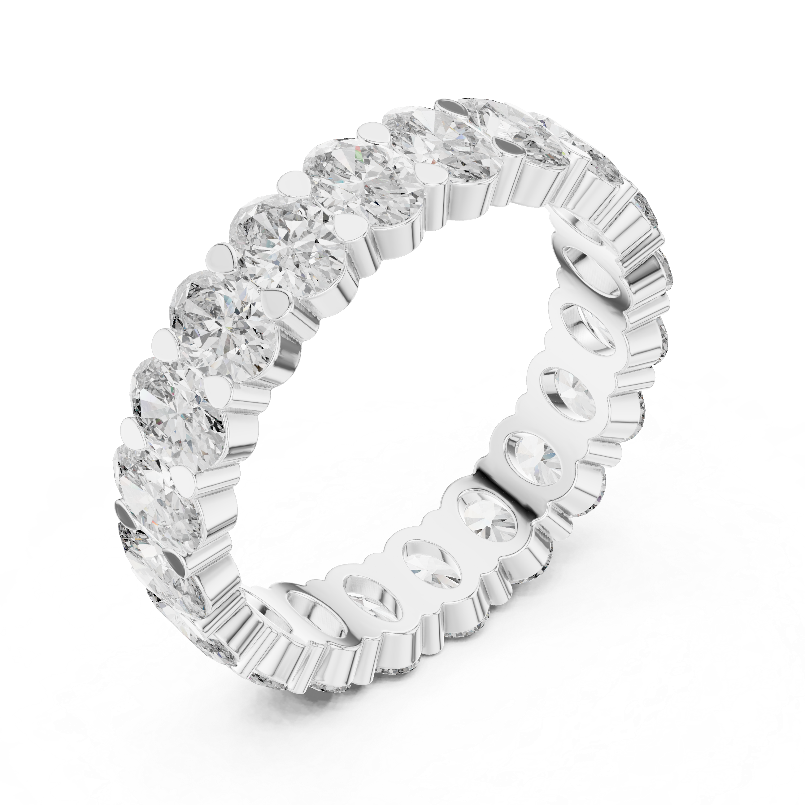 Eternity Band with Oval-Cut Diamonds in Shared Prong Setting