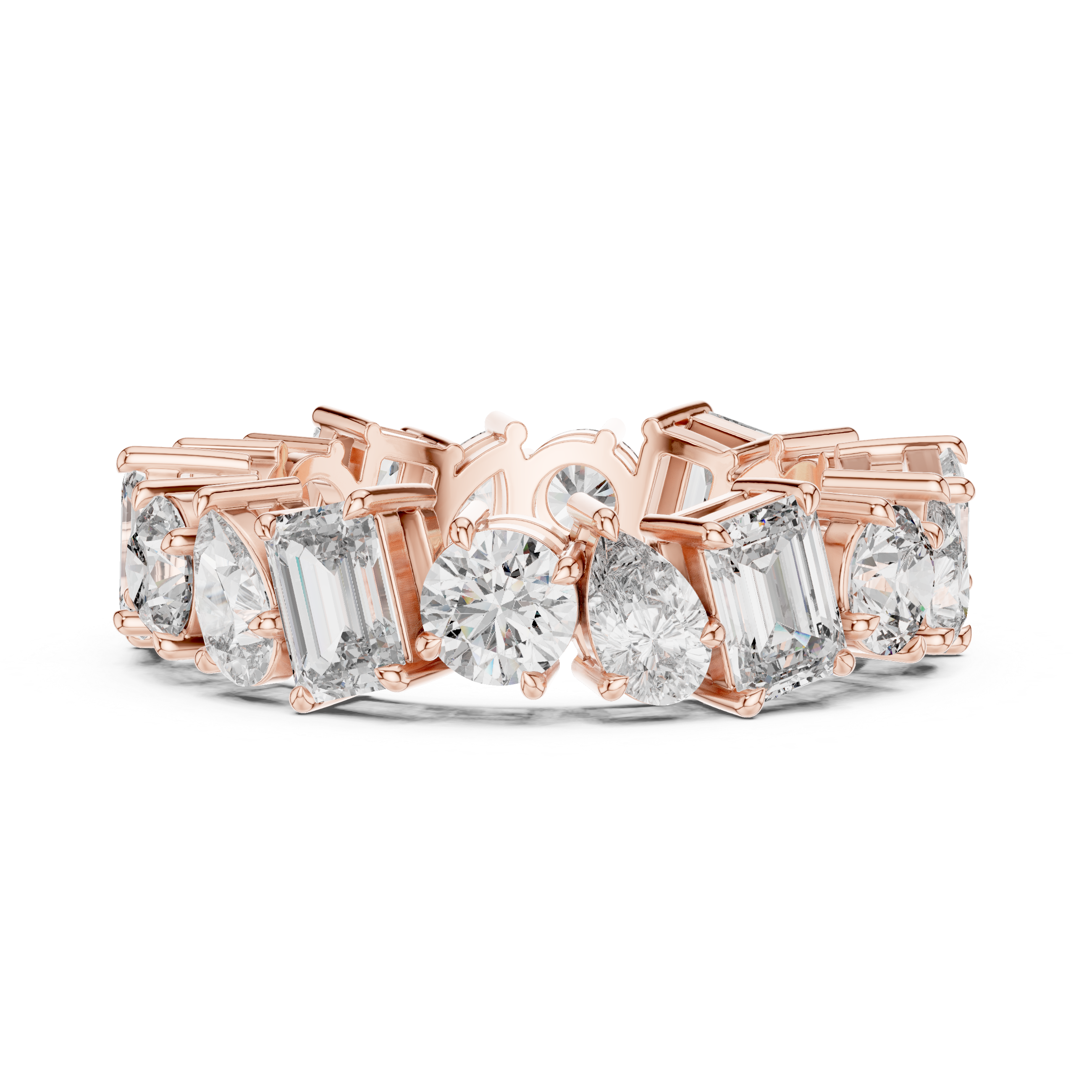 Eternity Band with Mixed-Cut Diamonds in Prong Setting