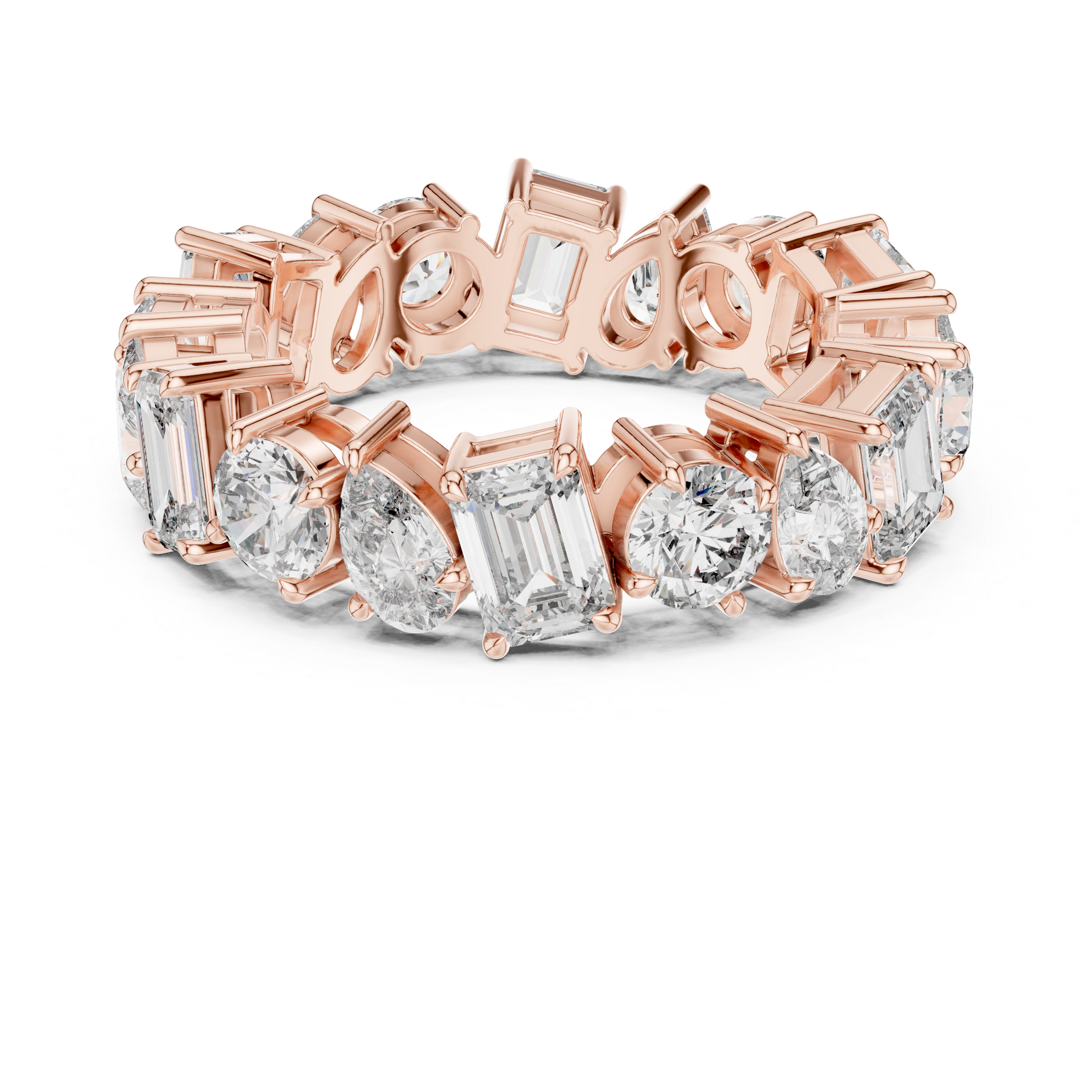 Eternity Band with Mixed-Cut Diamonds in Prong Setting