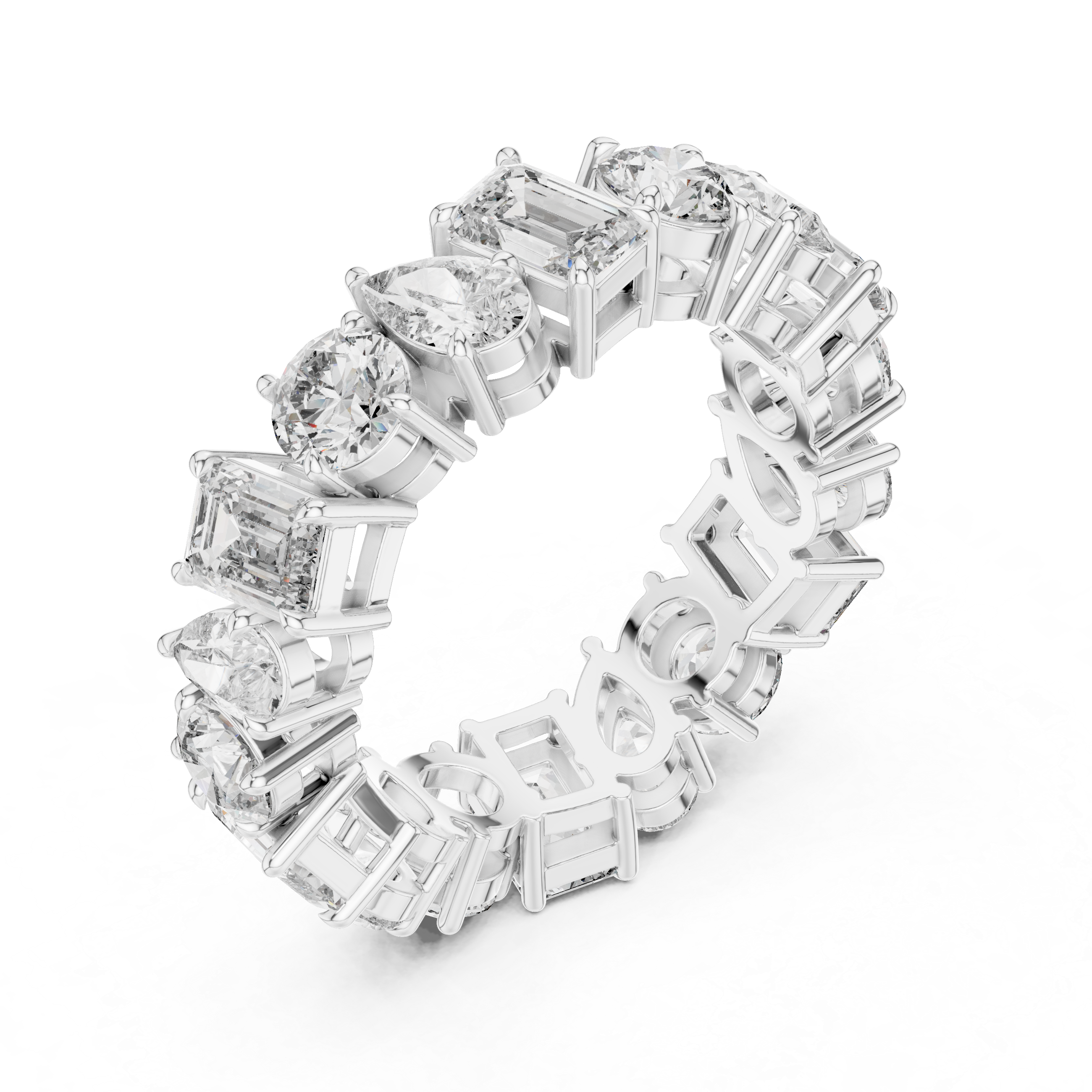 Eternity Band with Mixed-Cut Diamonds in Prong Setting