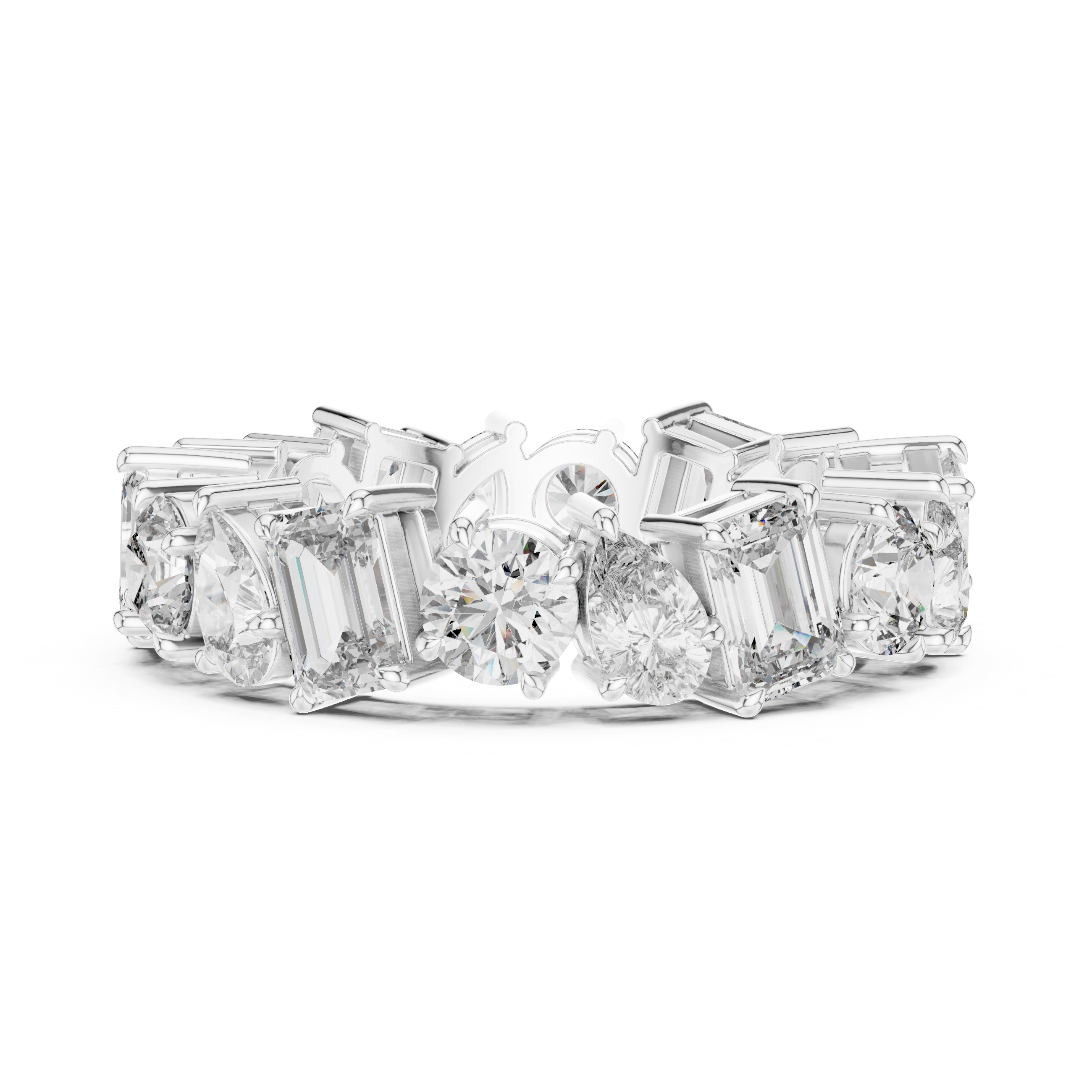 Eternity Band with Mixed-Cut Diamonds in Prong Setting