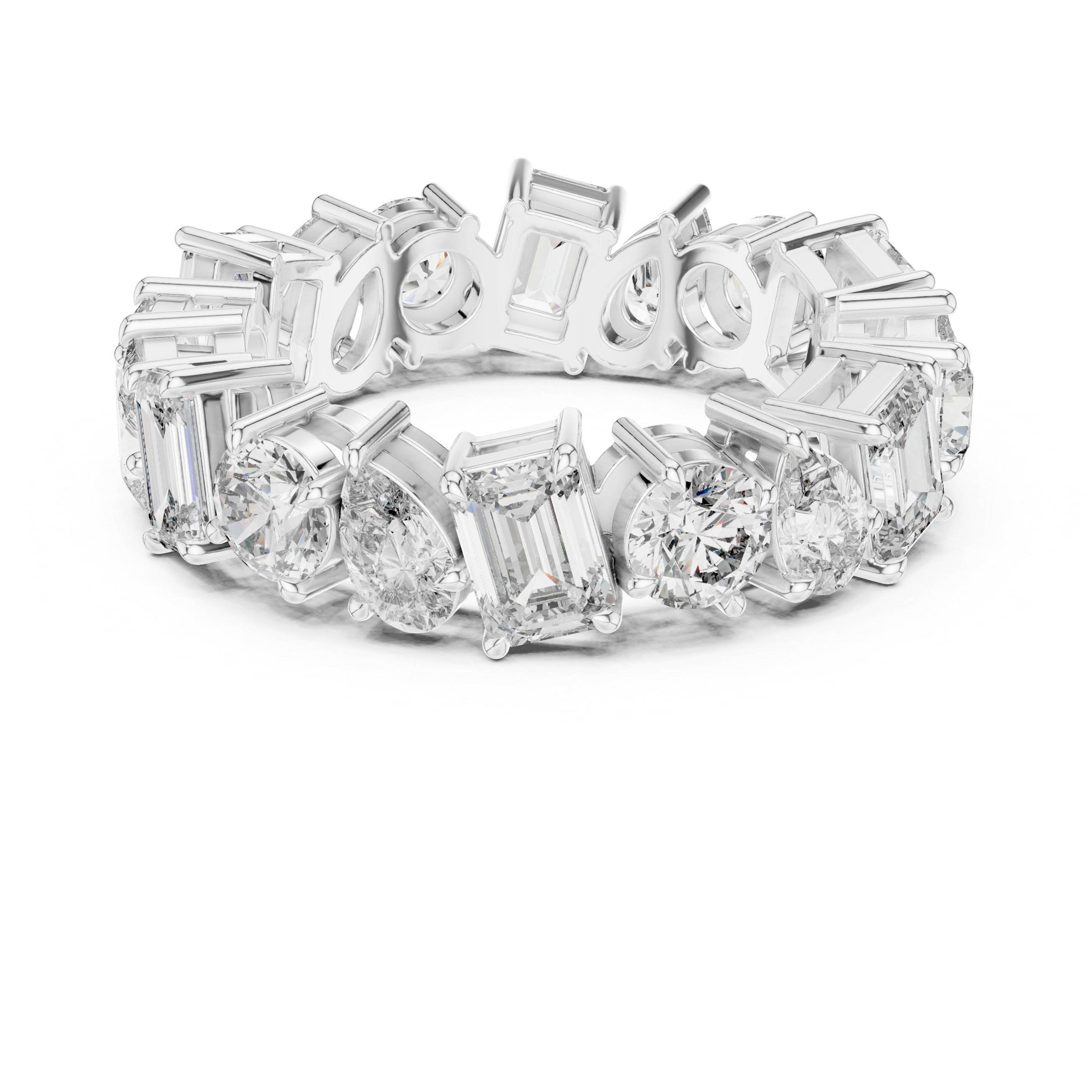 Eternity Band with Mixed-Cut Diamonds in Prong Setting