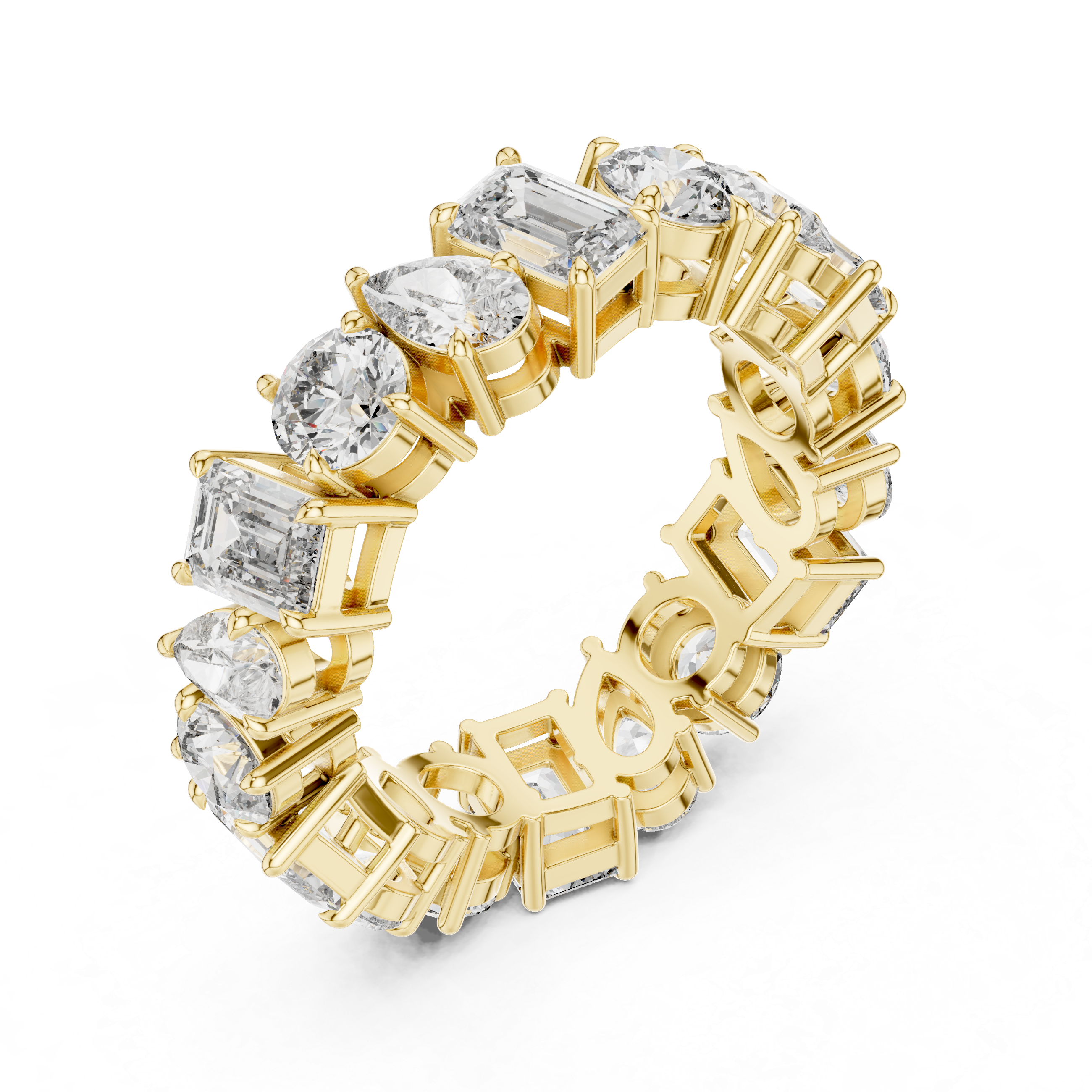 Eternity Band with Mixed-Cut Diamonds in Prong Setting