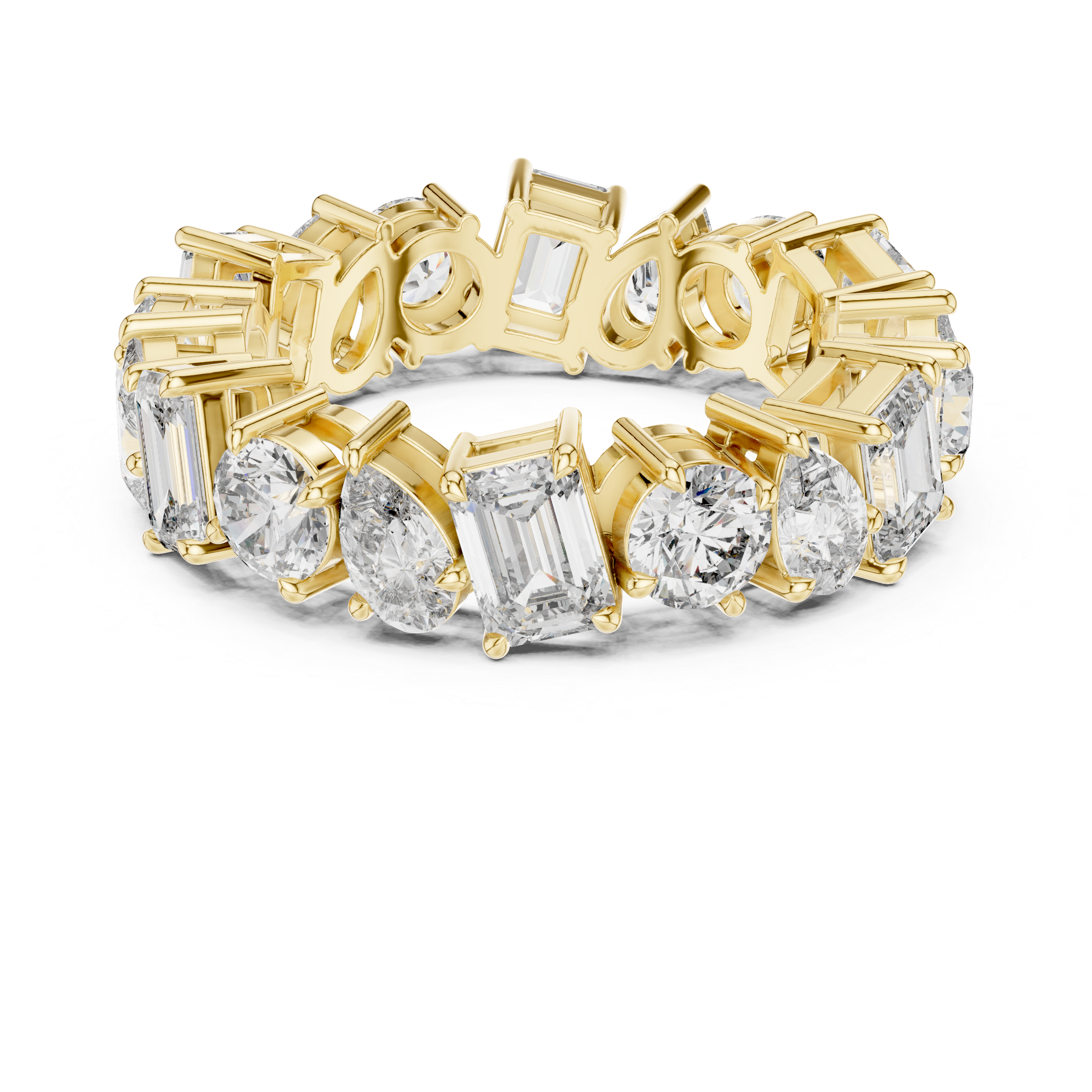 Eternity Band with Mixed-Cut Diamonds in Prong Setting
