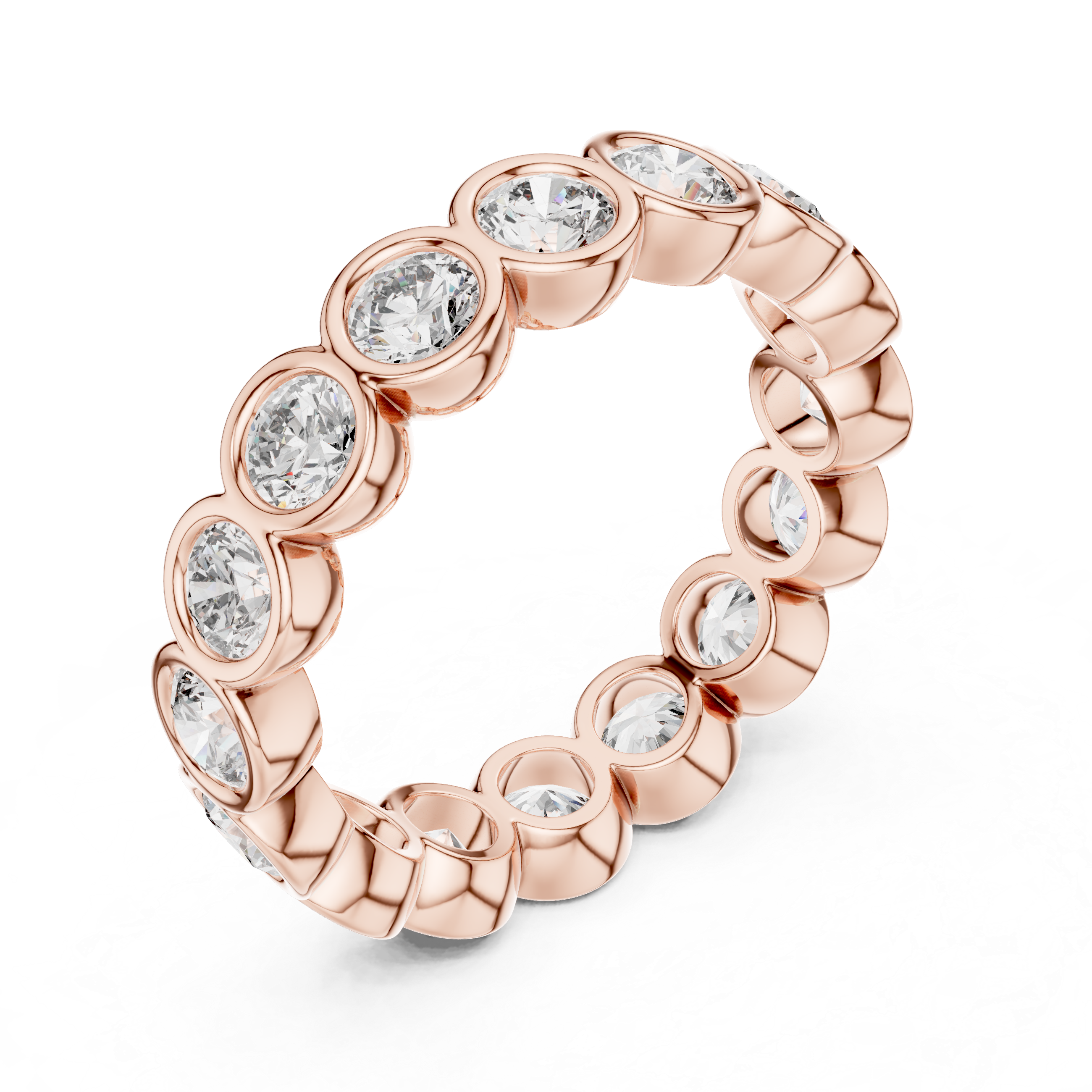 Elegant bezel-set diamond eternity band.