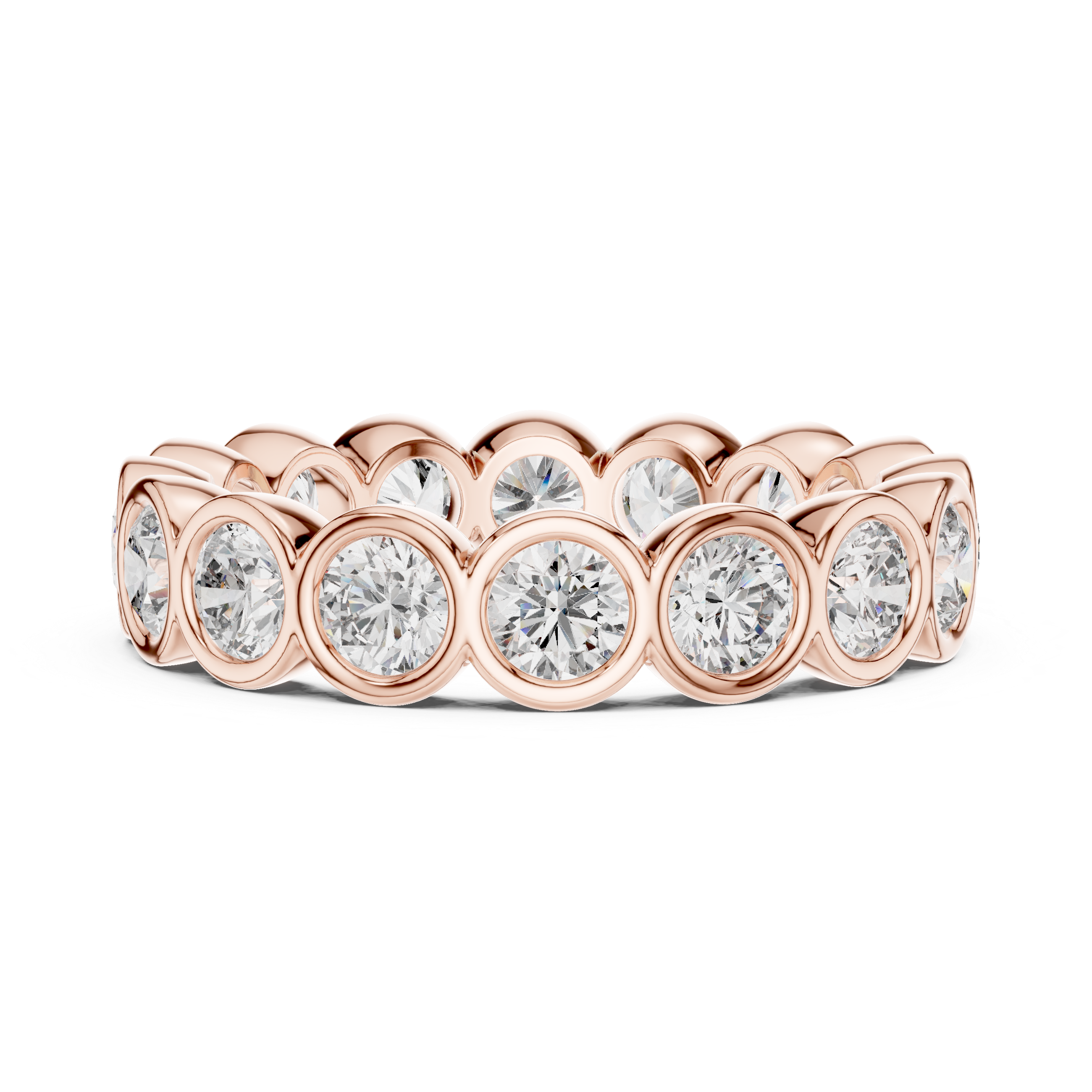 Elegant bezel-set diamond eternity band.