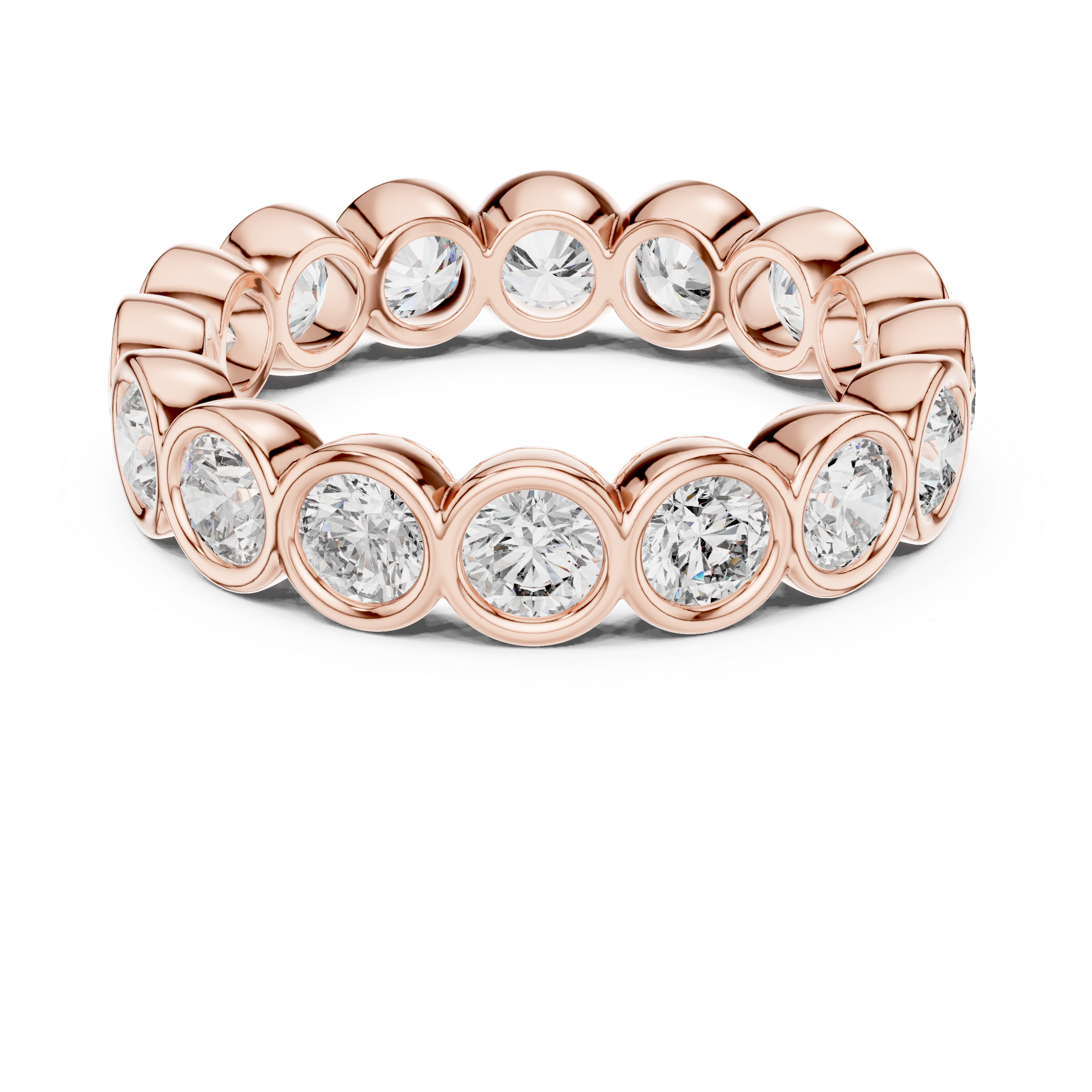 Elegant bezel-set diamond eternity band.