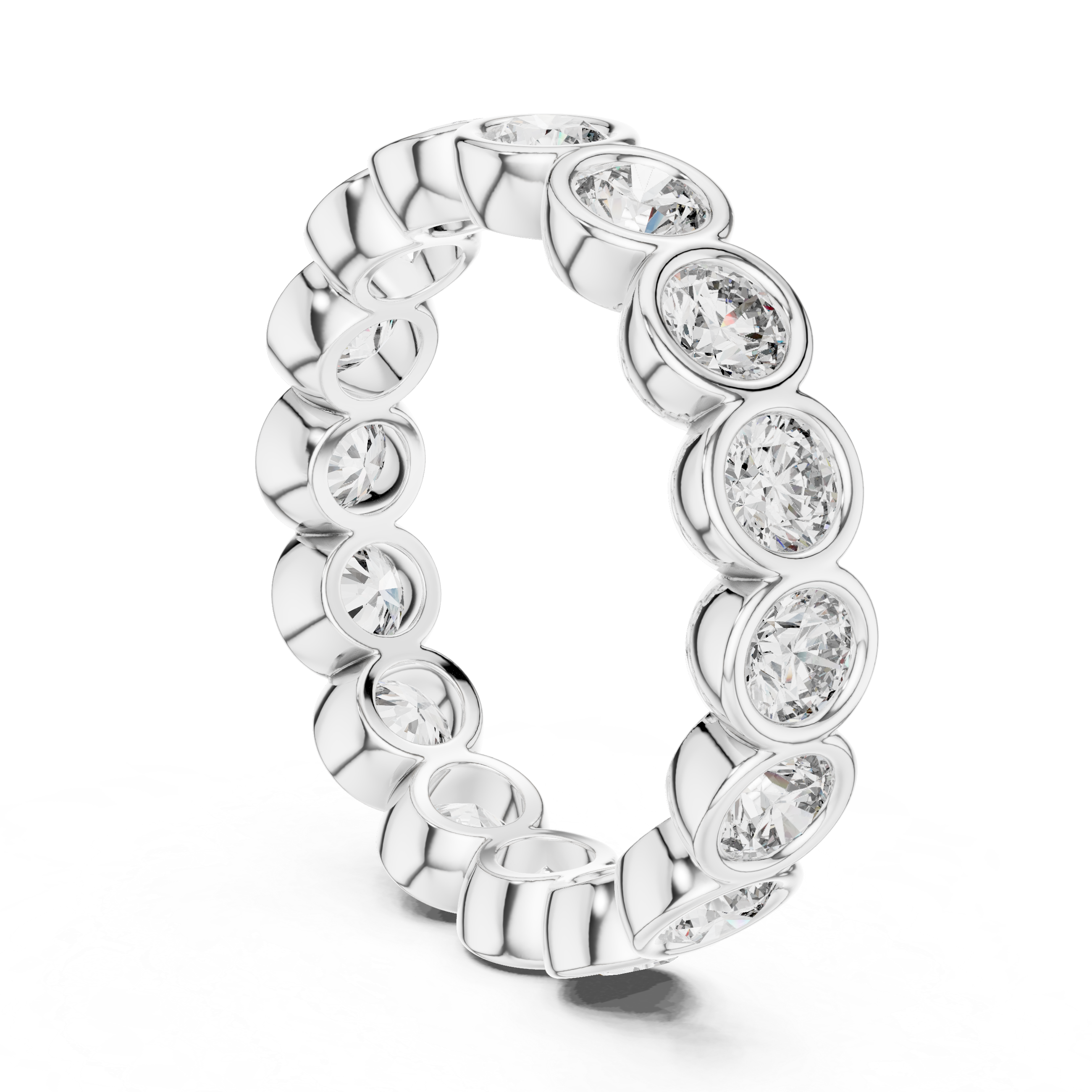 Elegant bezel-set diamond eternity band.
