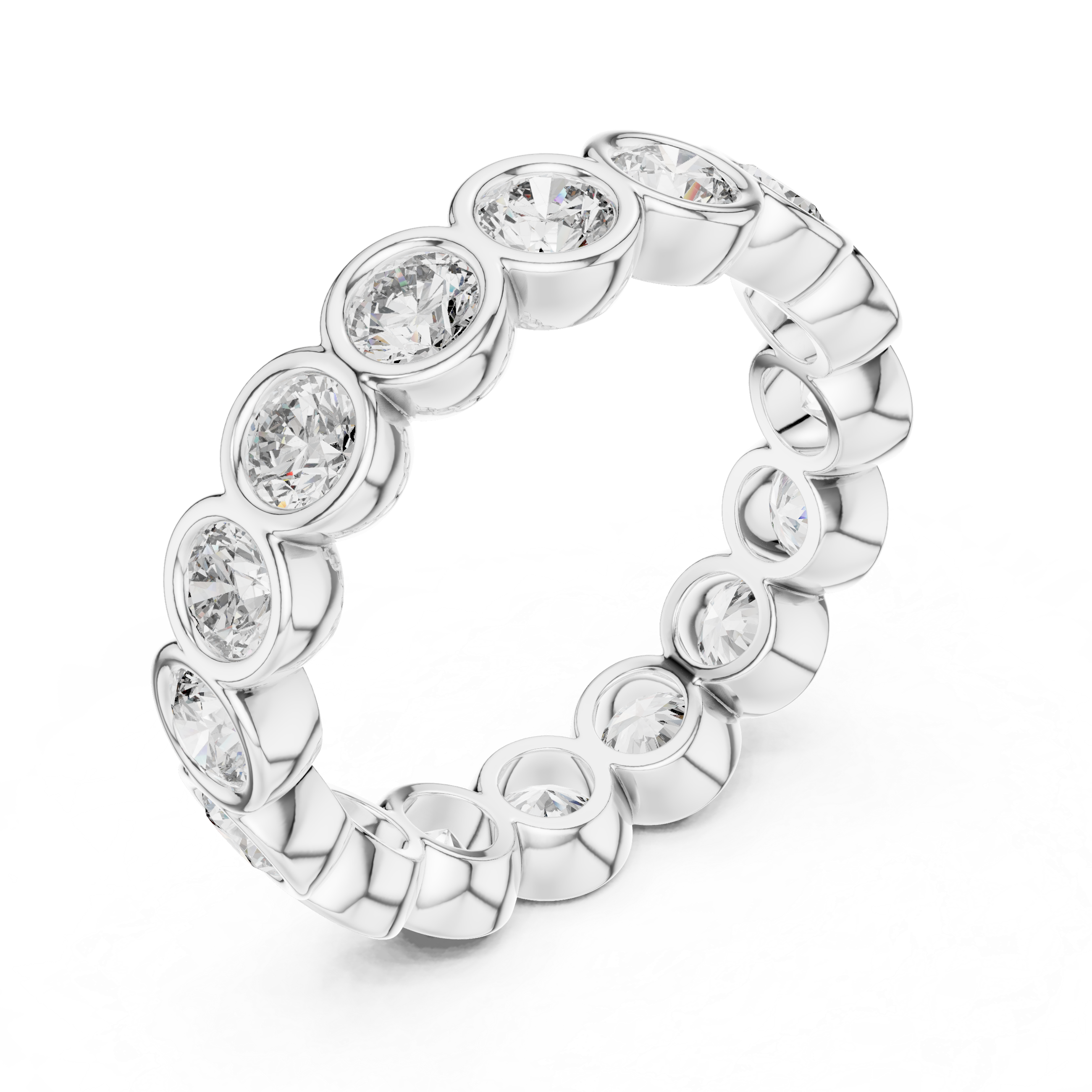 Elegant bezel-set diamond eternity band.