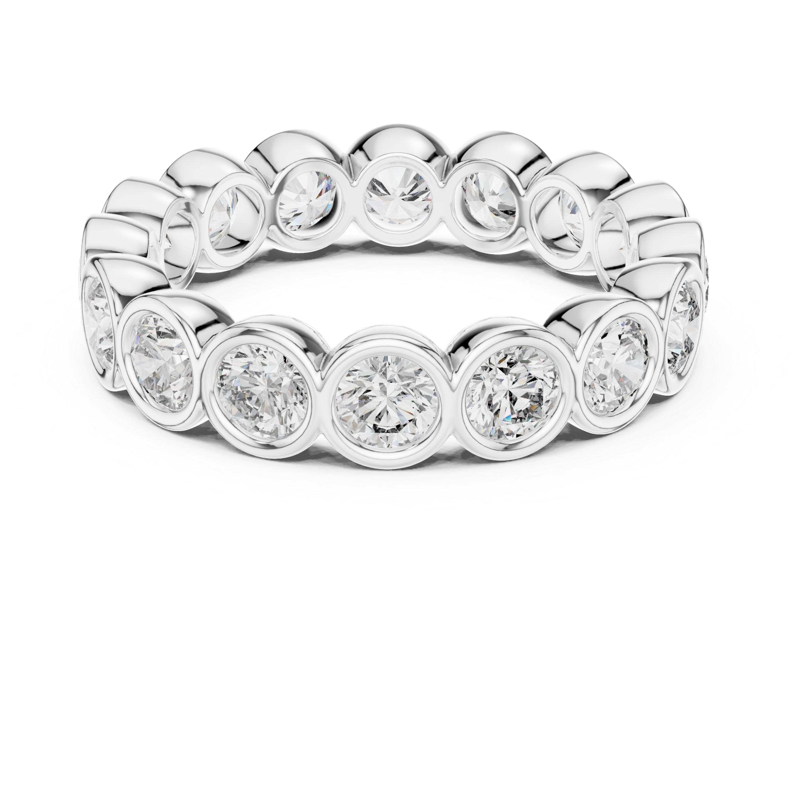 Elegant bezel-set diamond eternity band.