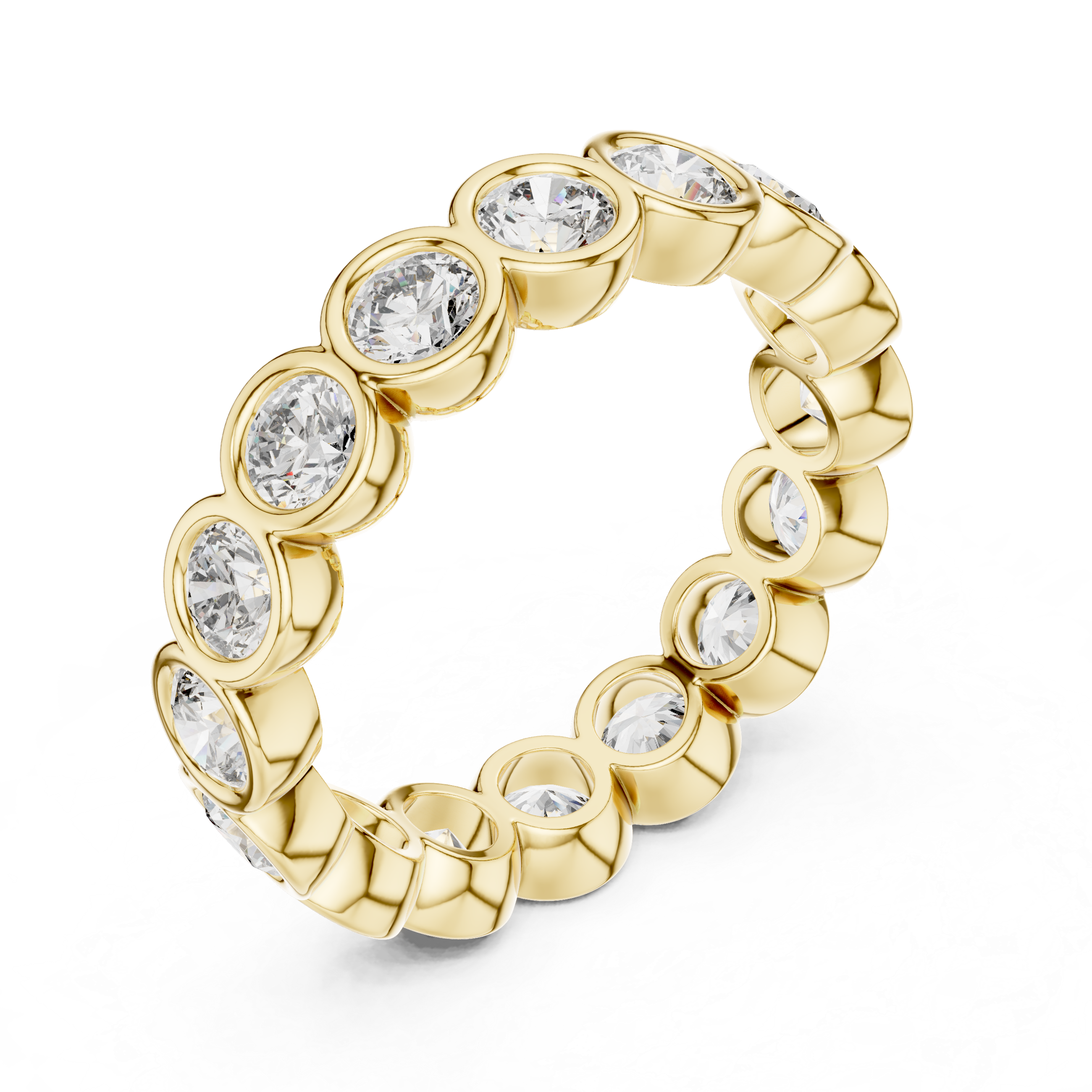 Elegant bezel-set diamond eternity band.