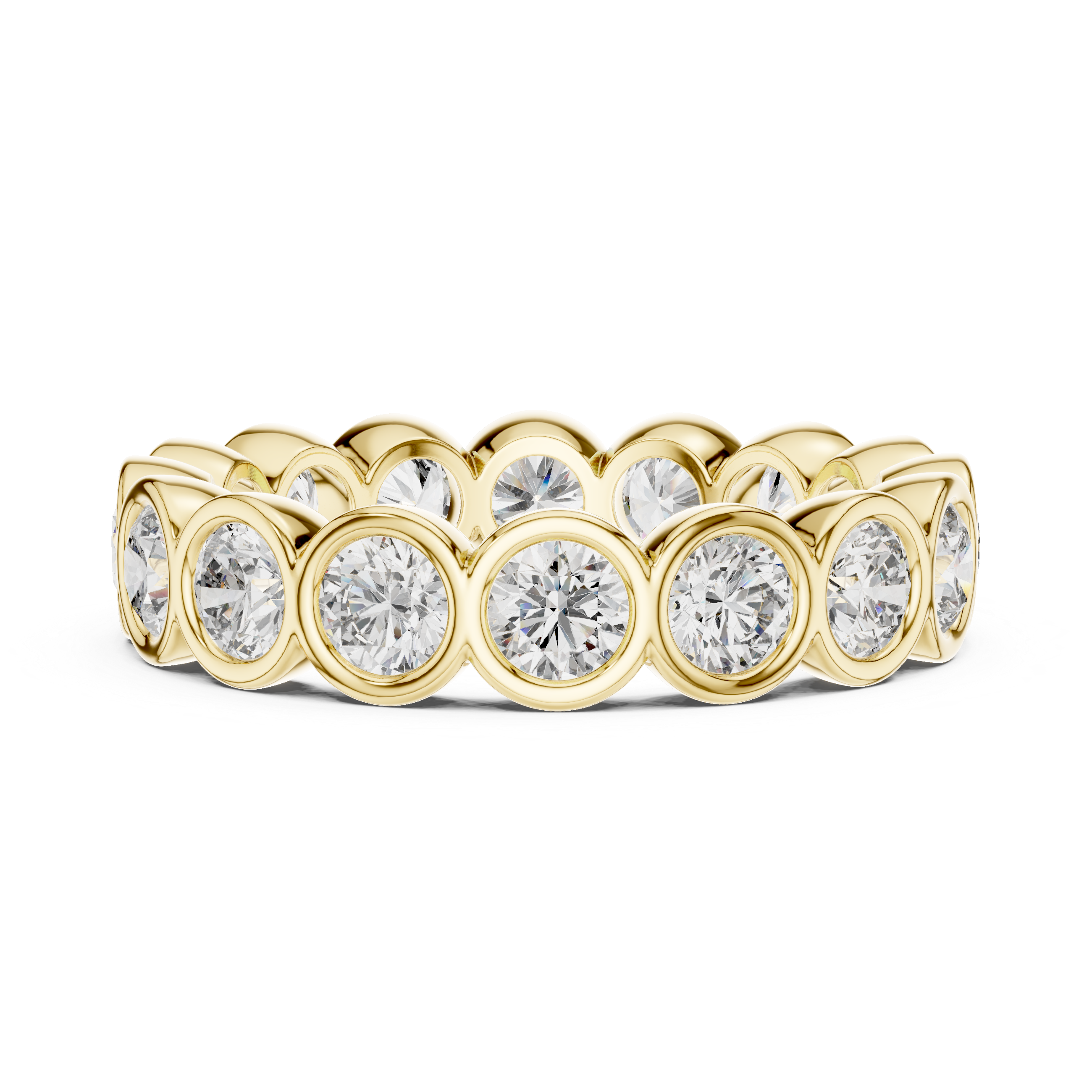 Elegant bezel-set diamond eternity band.