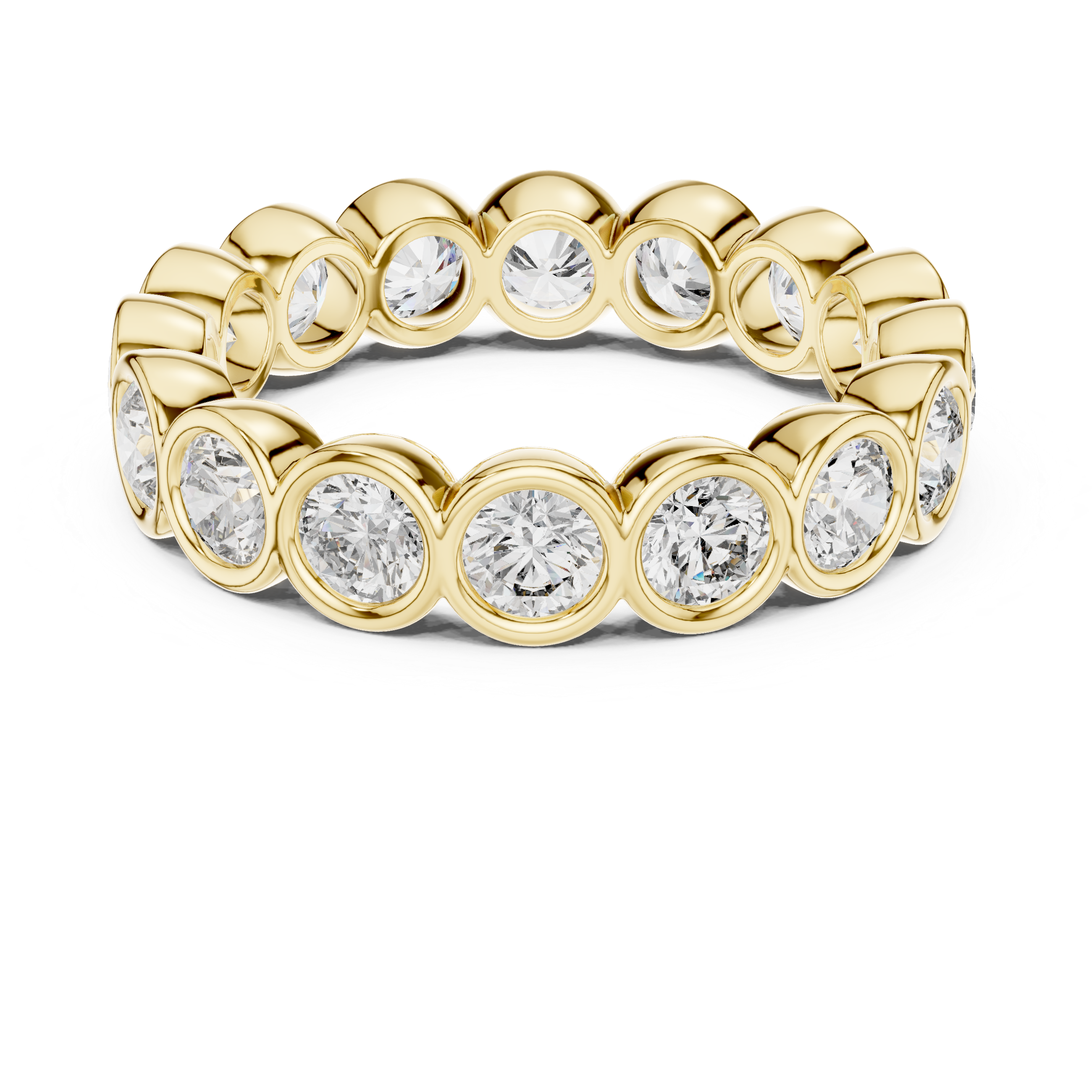 Elegant bezel-set diamond eternity band.