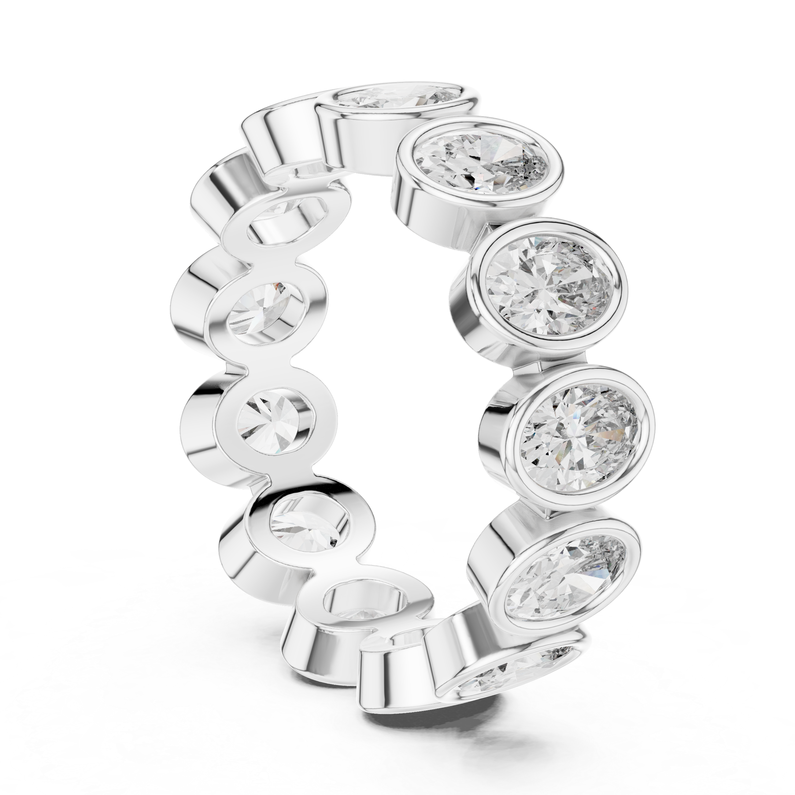 Bezel Set Oval Diamond Eternity Band