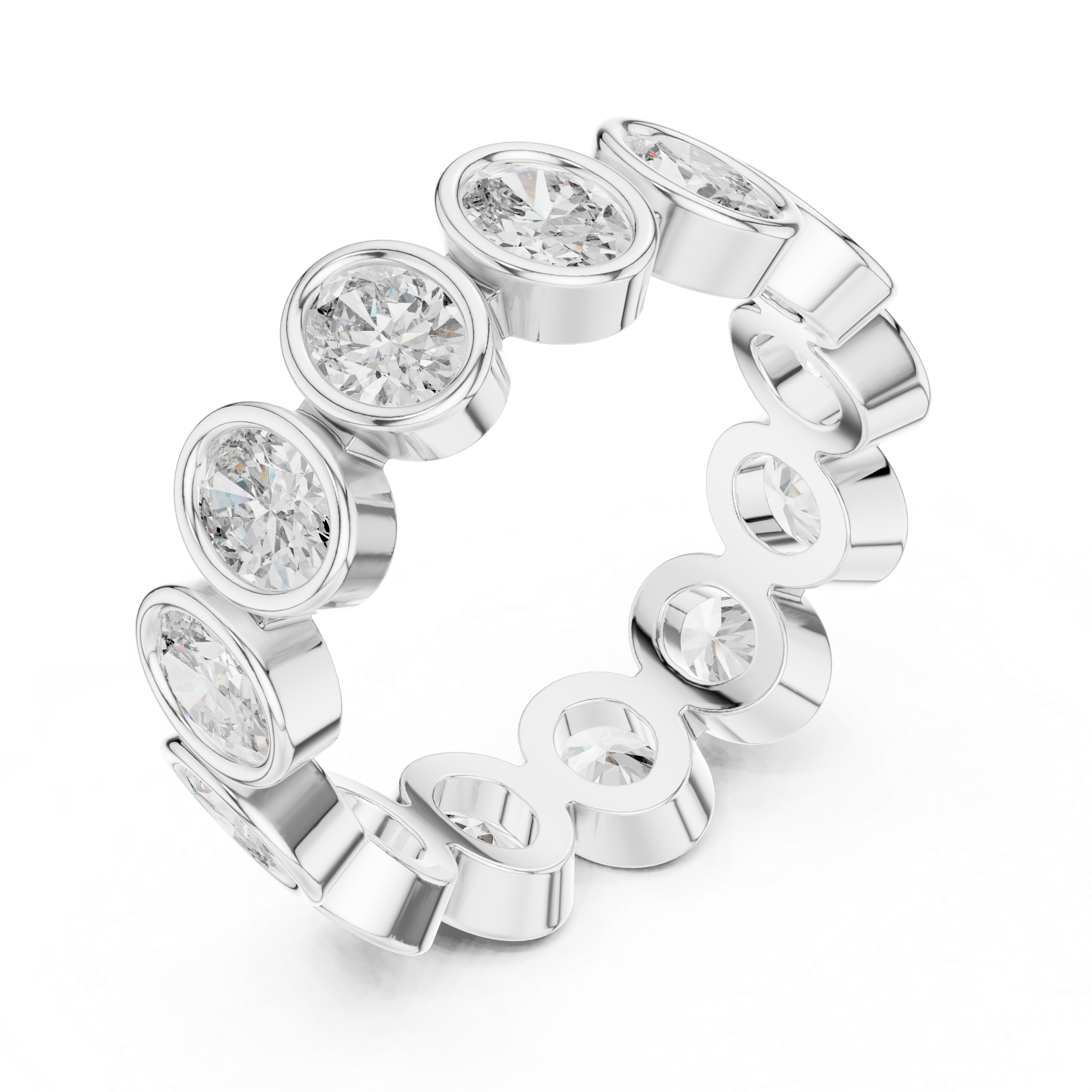 Bezel Set Oval Diamond Eternity Band