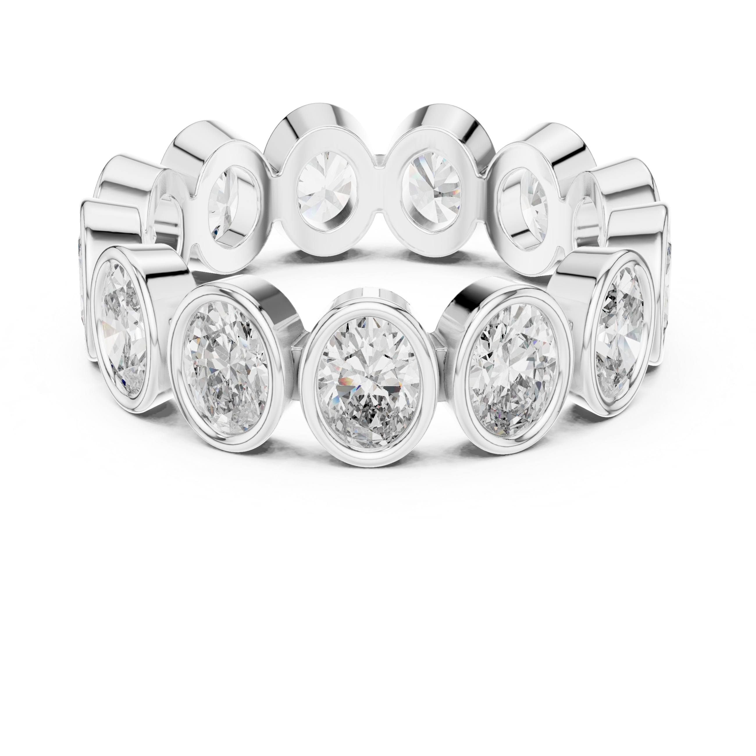 Bezel Set Oval Diamond Eternity Band