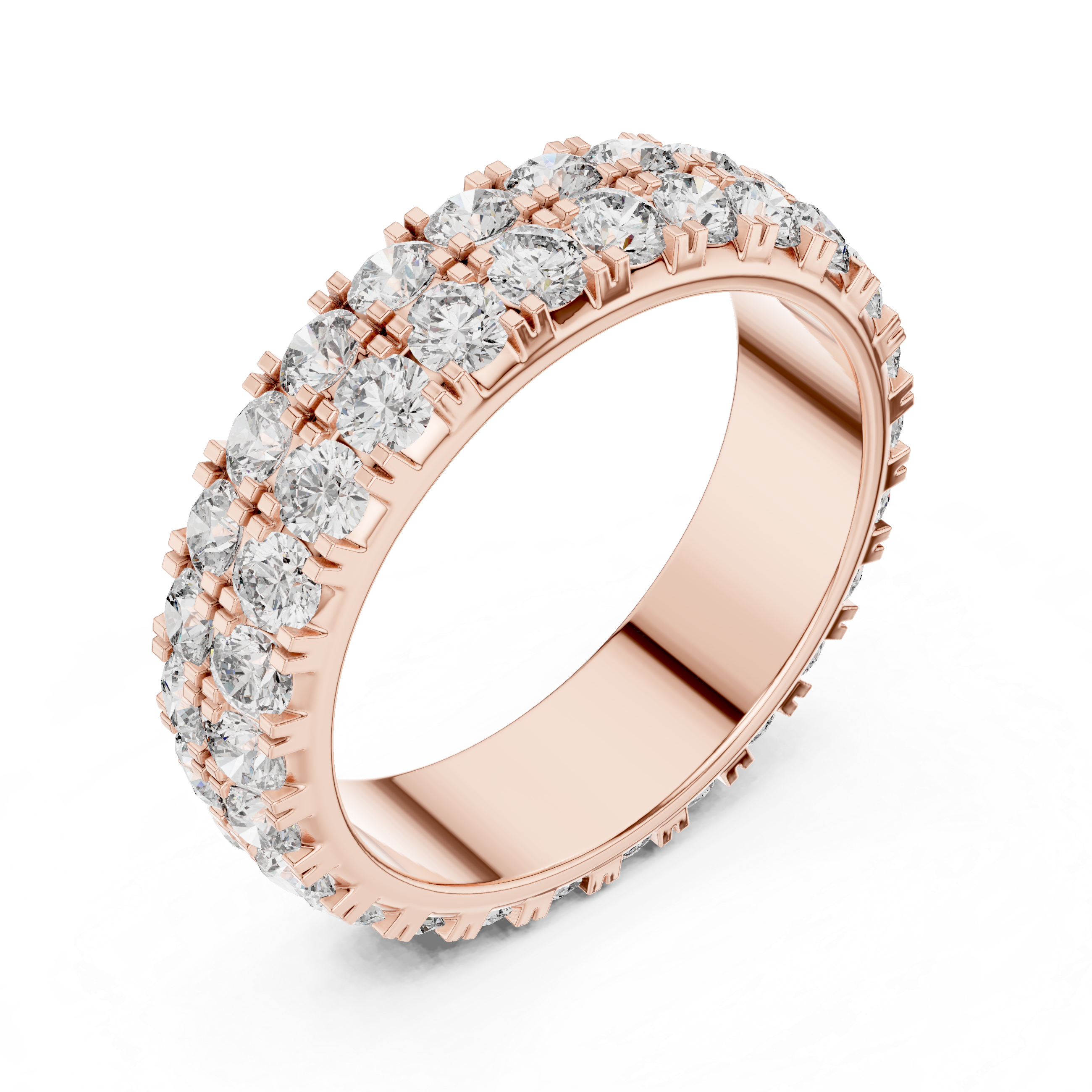 Triple Row Round Diamond Eternity Band