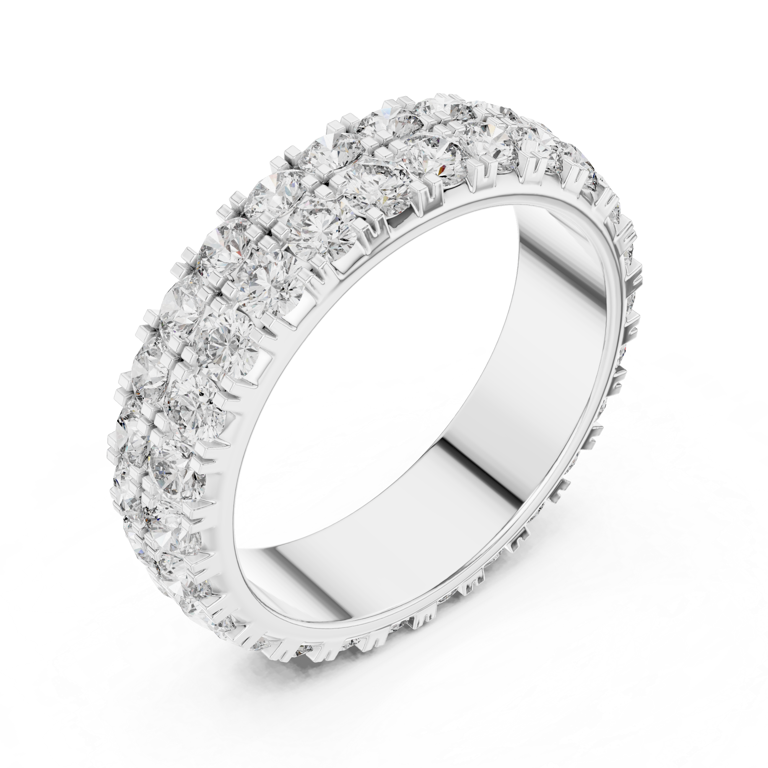 Triple Row Round Diamond Eternity Band