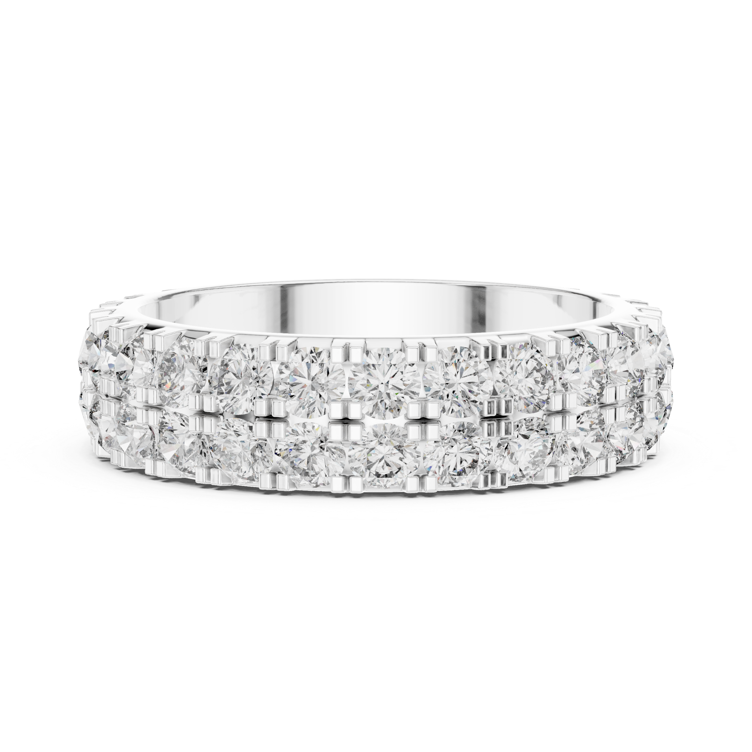 Triple Row Round Diamond Eternity Band