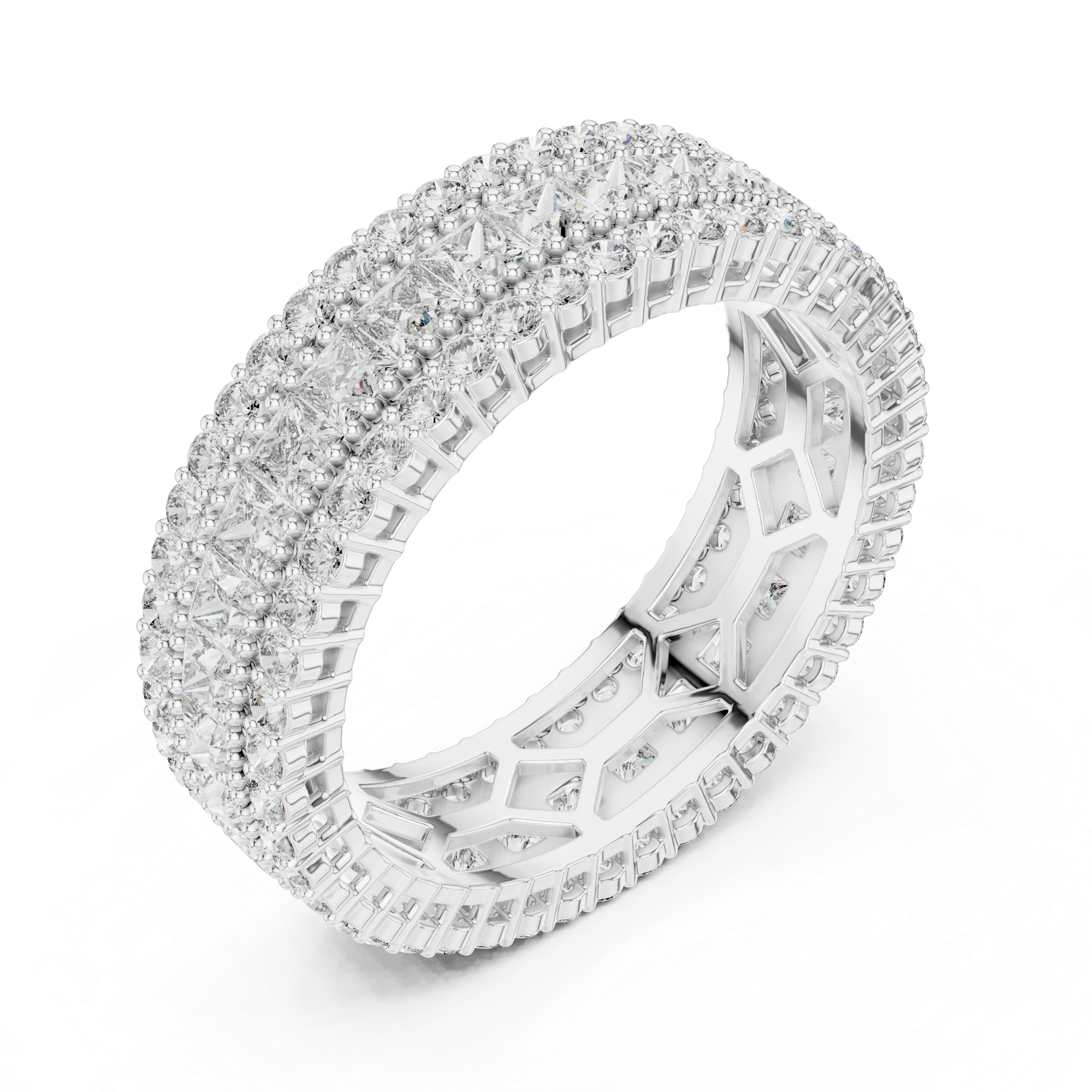 eternity band rows of brilliant-cut diamonds and princess