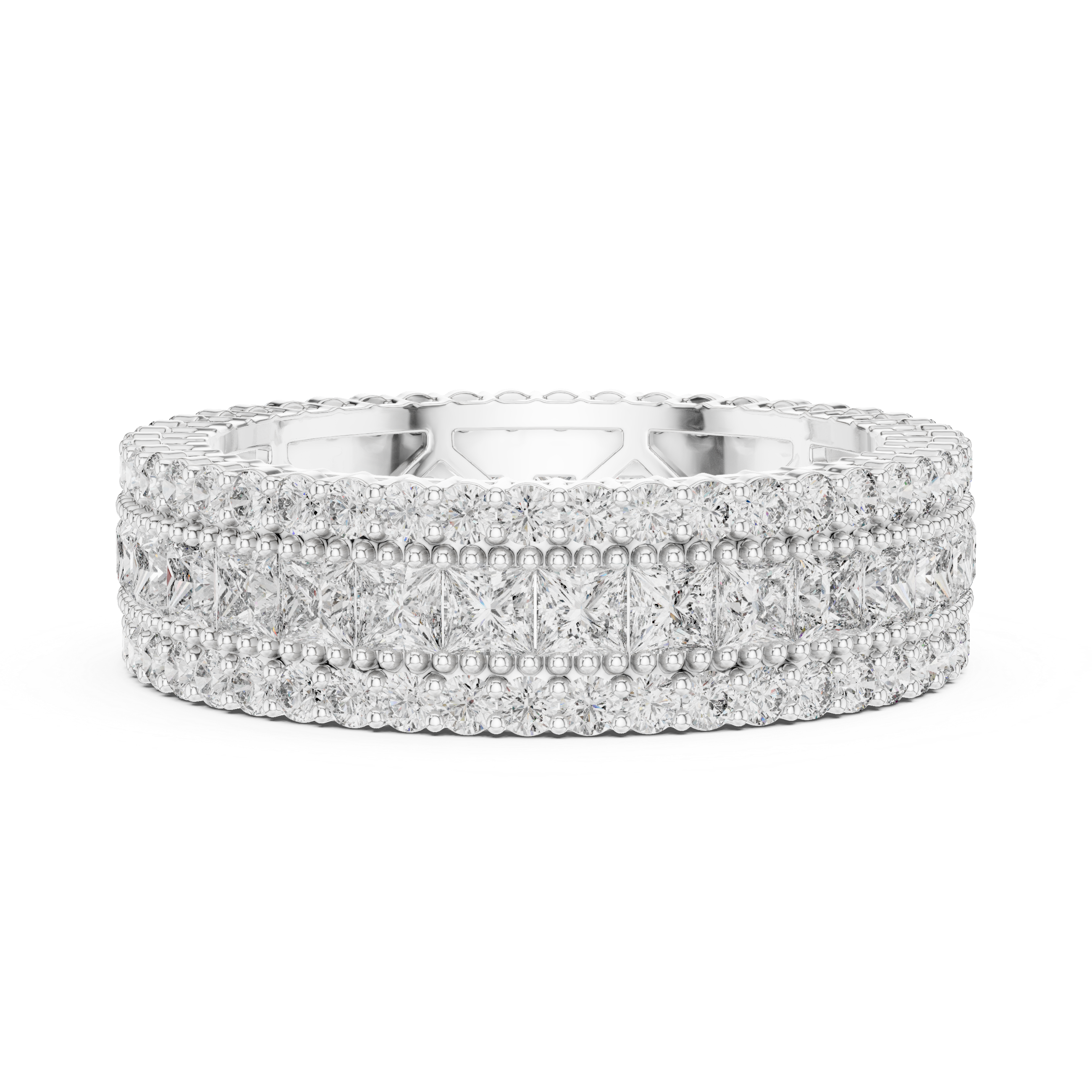 eternity band rows of brilliant-cut diamonds and princess