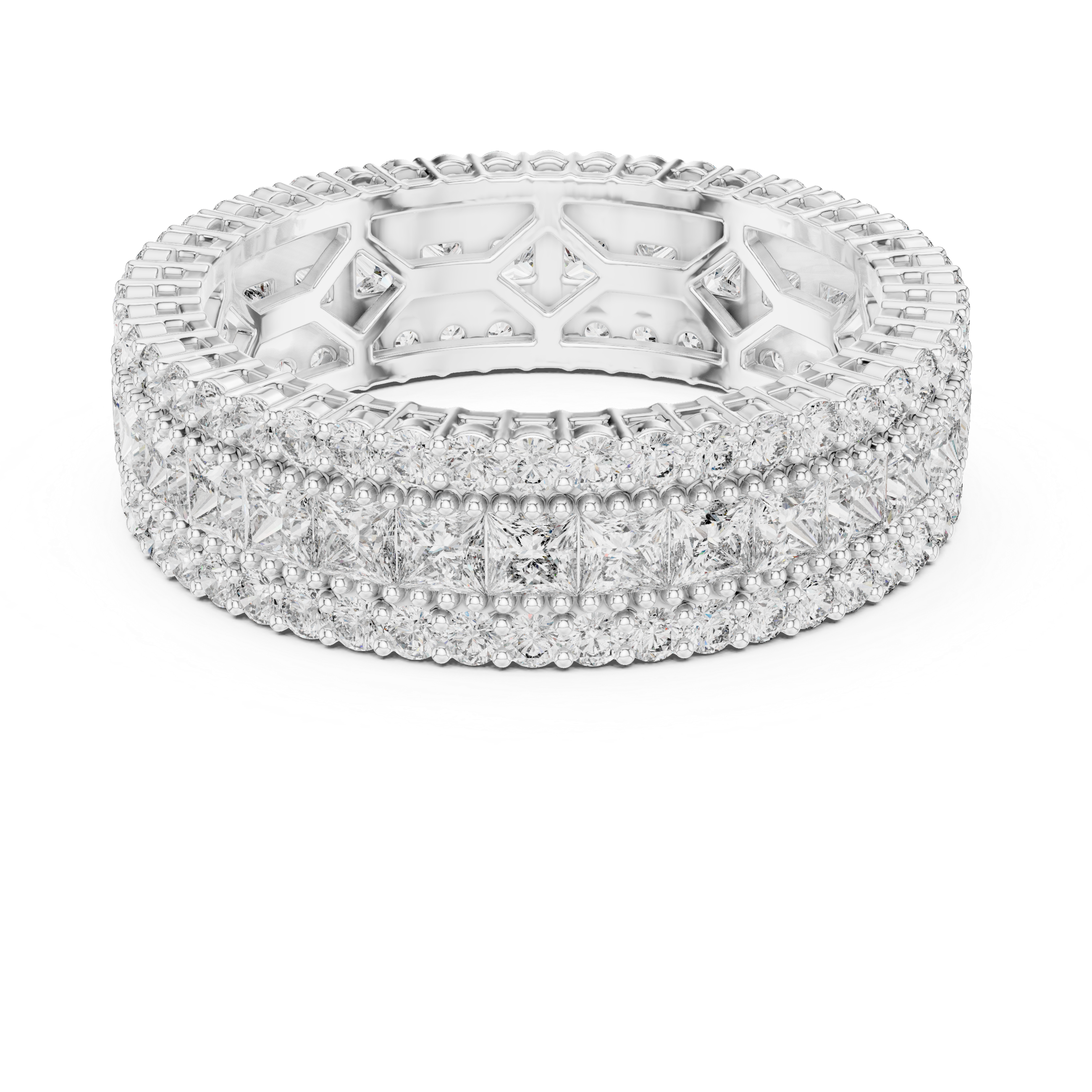 eternity band rows of brilliant-cut diamonds and princess