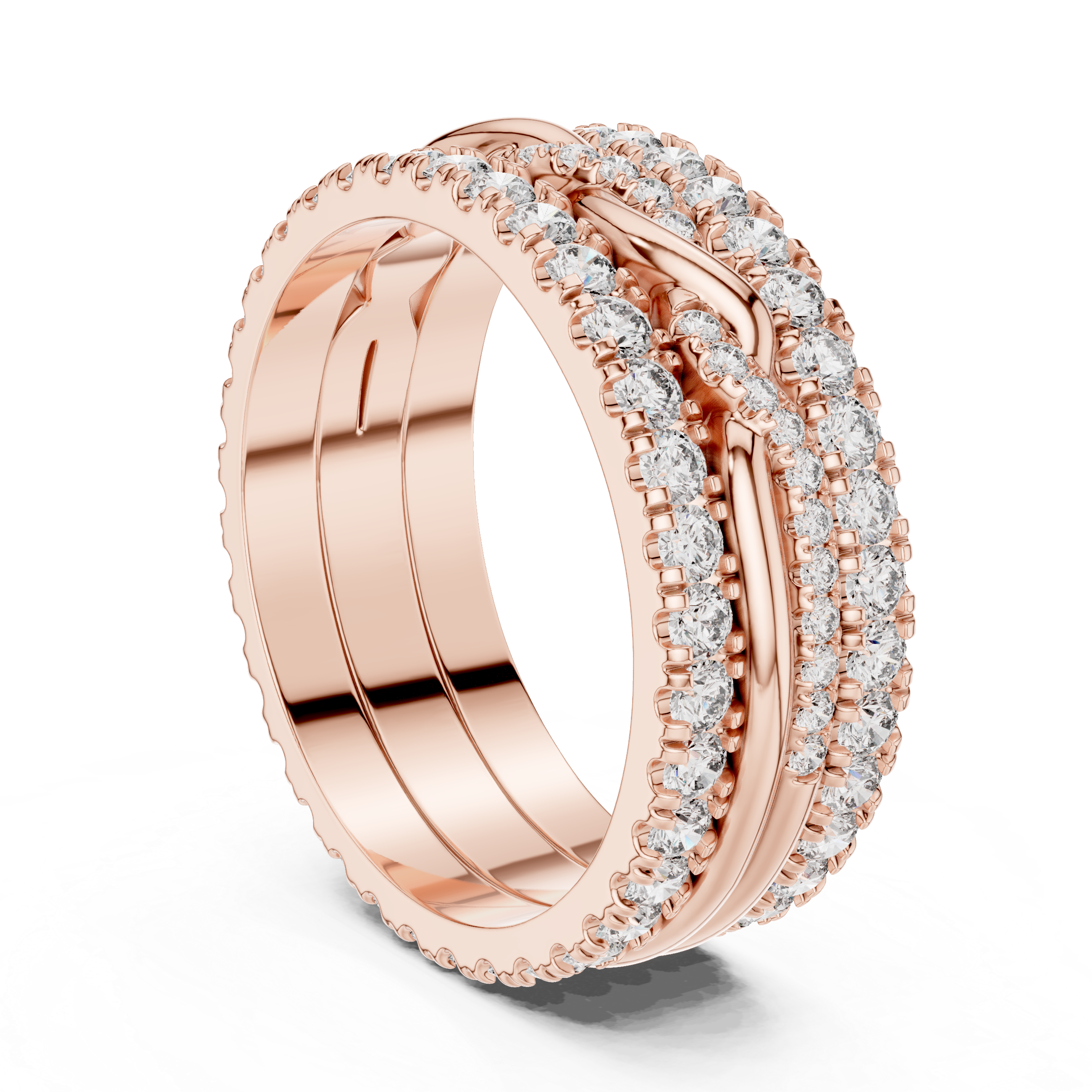 Multiple rows of sparkling round diamonds