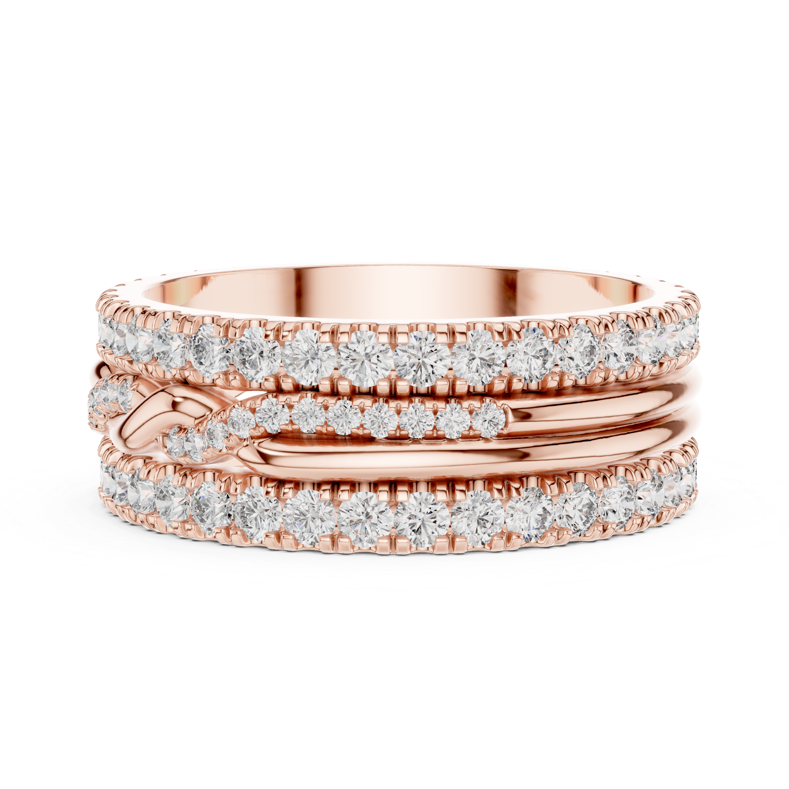 Multiple rows of sparkling round diamonds