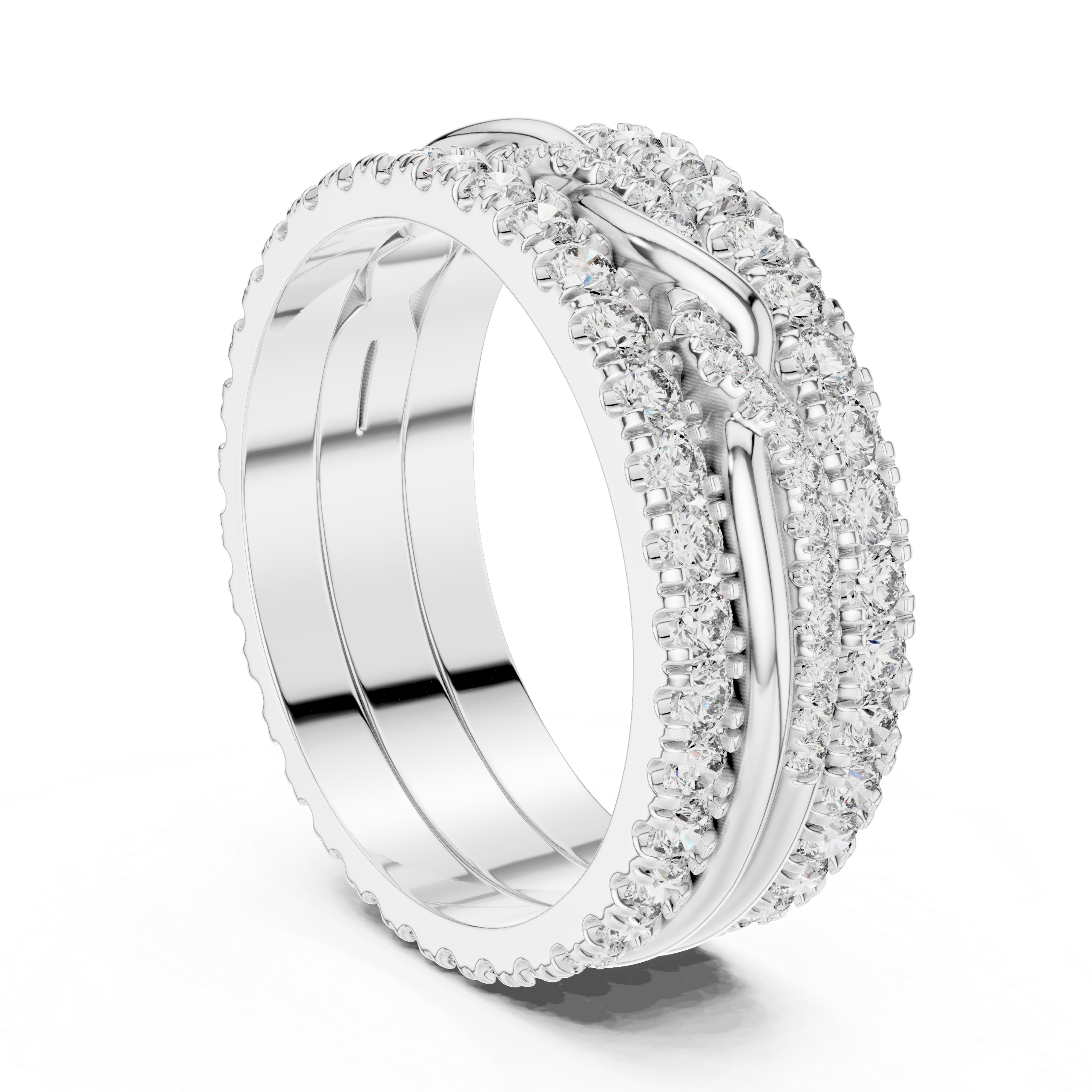 Multiple rows of sparkling round diamonds