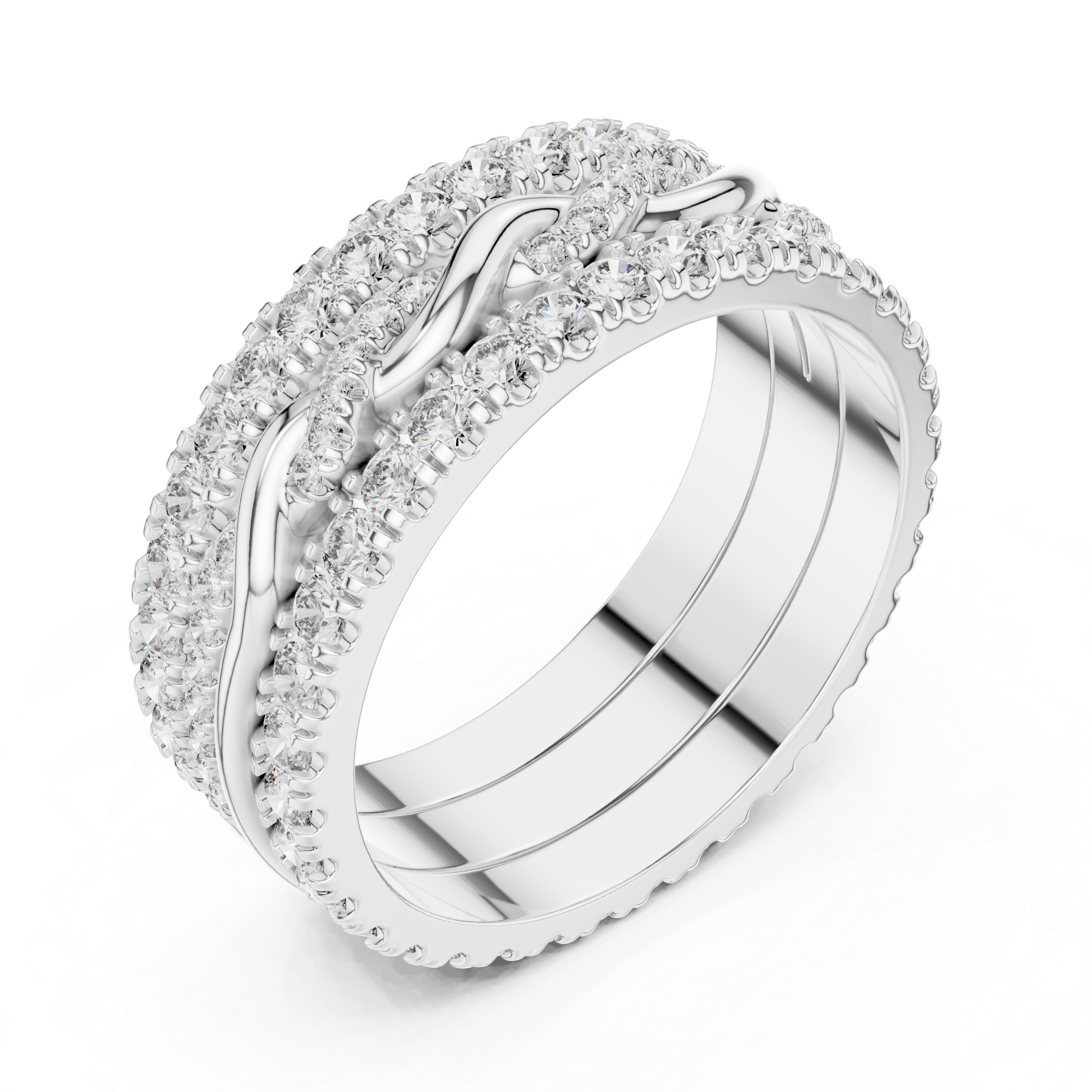 Multiple rows of sparkling round diamonds