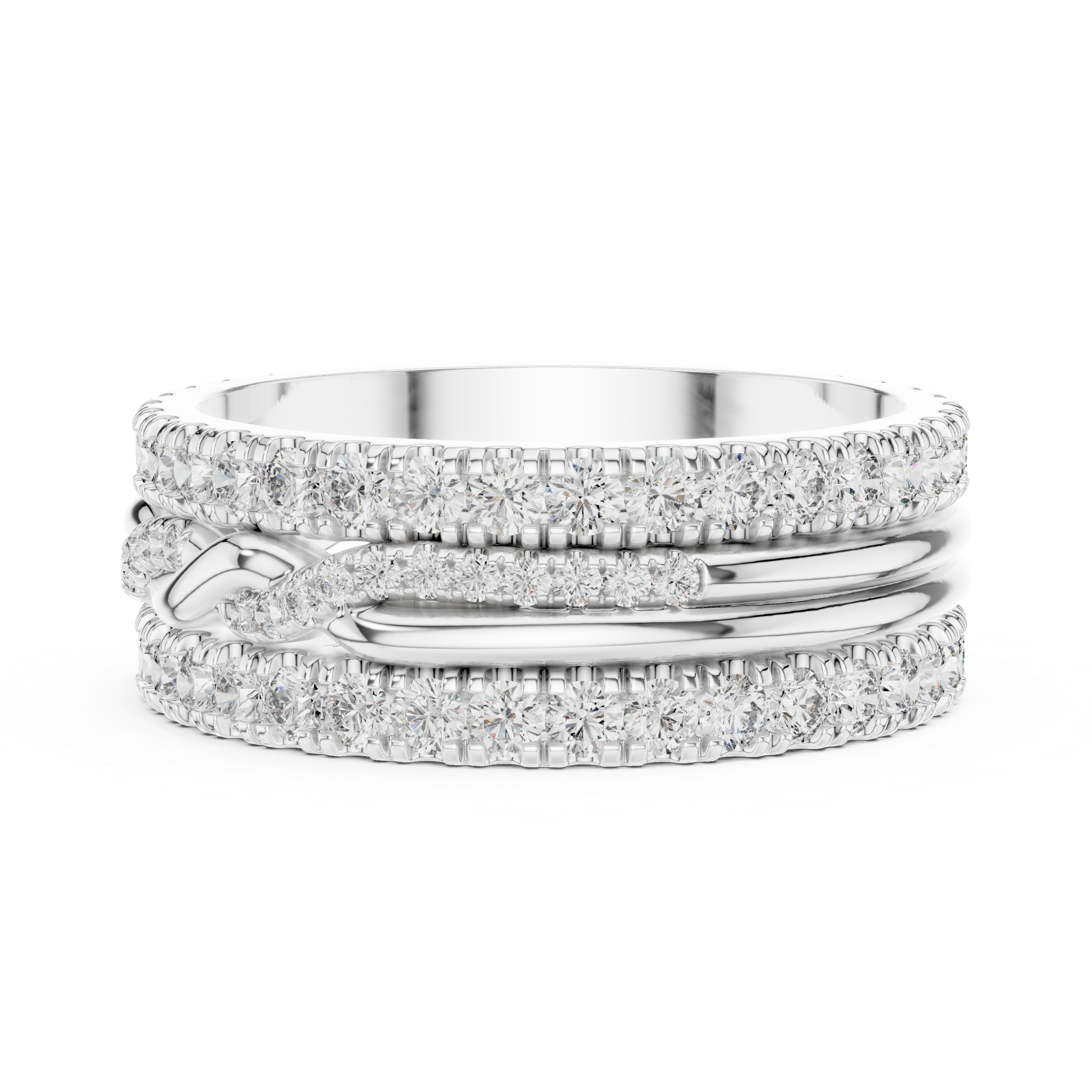 Multiple rows of sparkling round diamonds