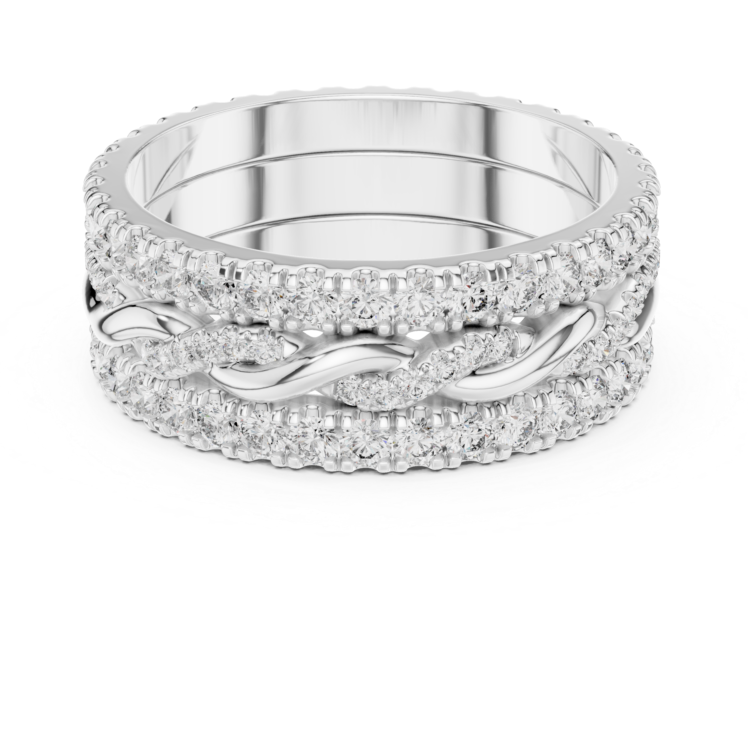 Multiple rows of sparkling round diamonds