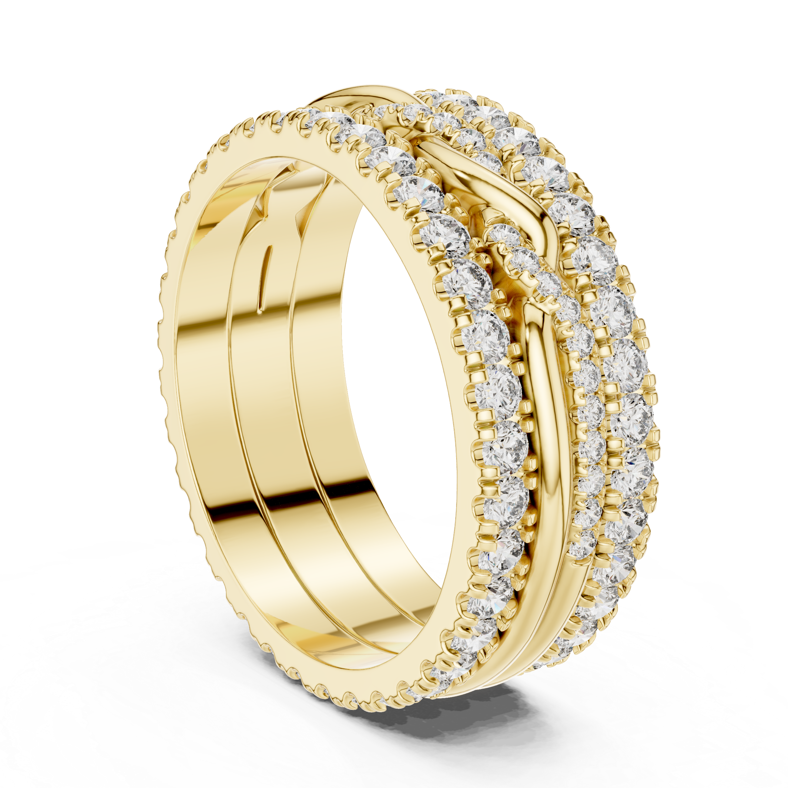 Multiple rows of sparkling round diamonds