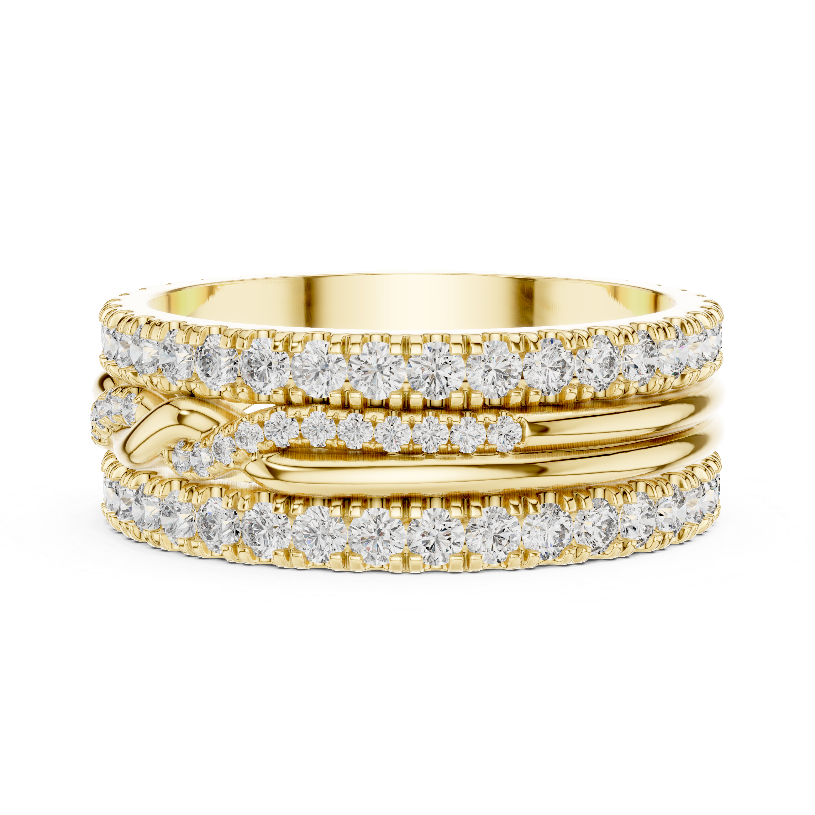 Multiple rows of sparkling round diamonds
