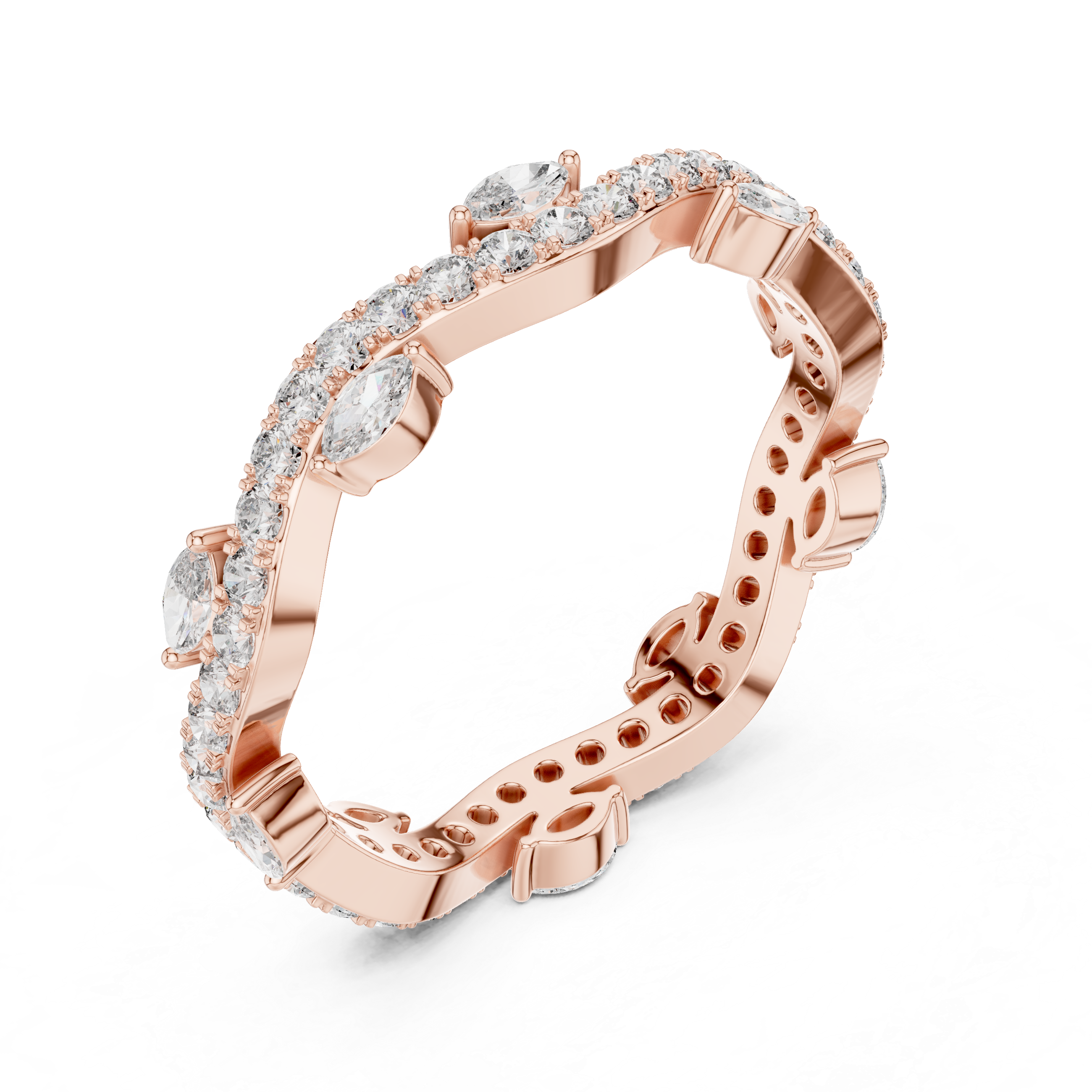 Marquise and Round Diamond Eternity Band