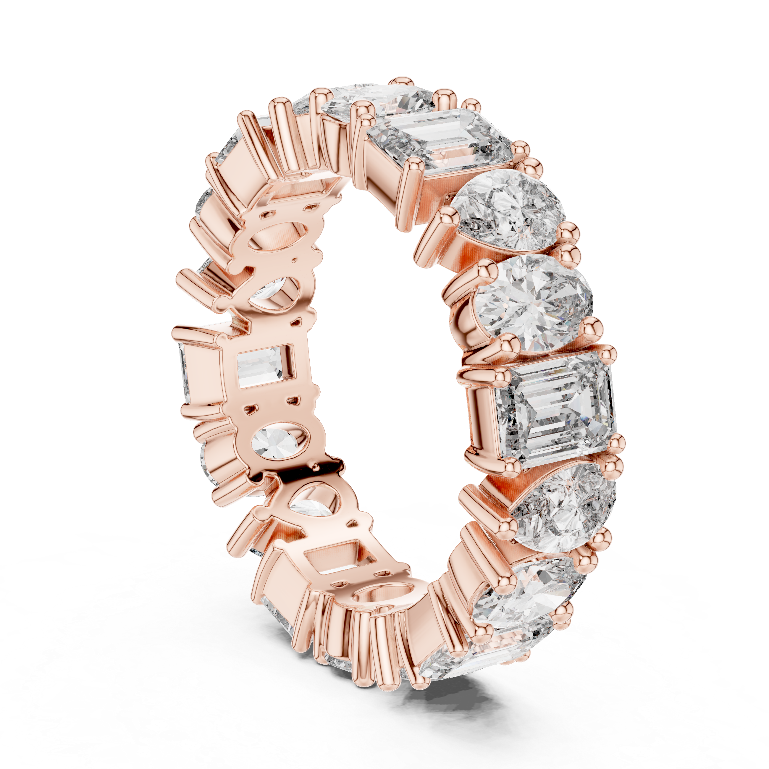 Mixed Shape Diamond Eternity Band with Round and Emerald Cut Stones