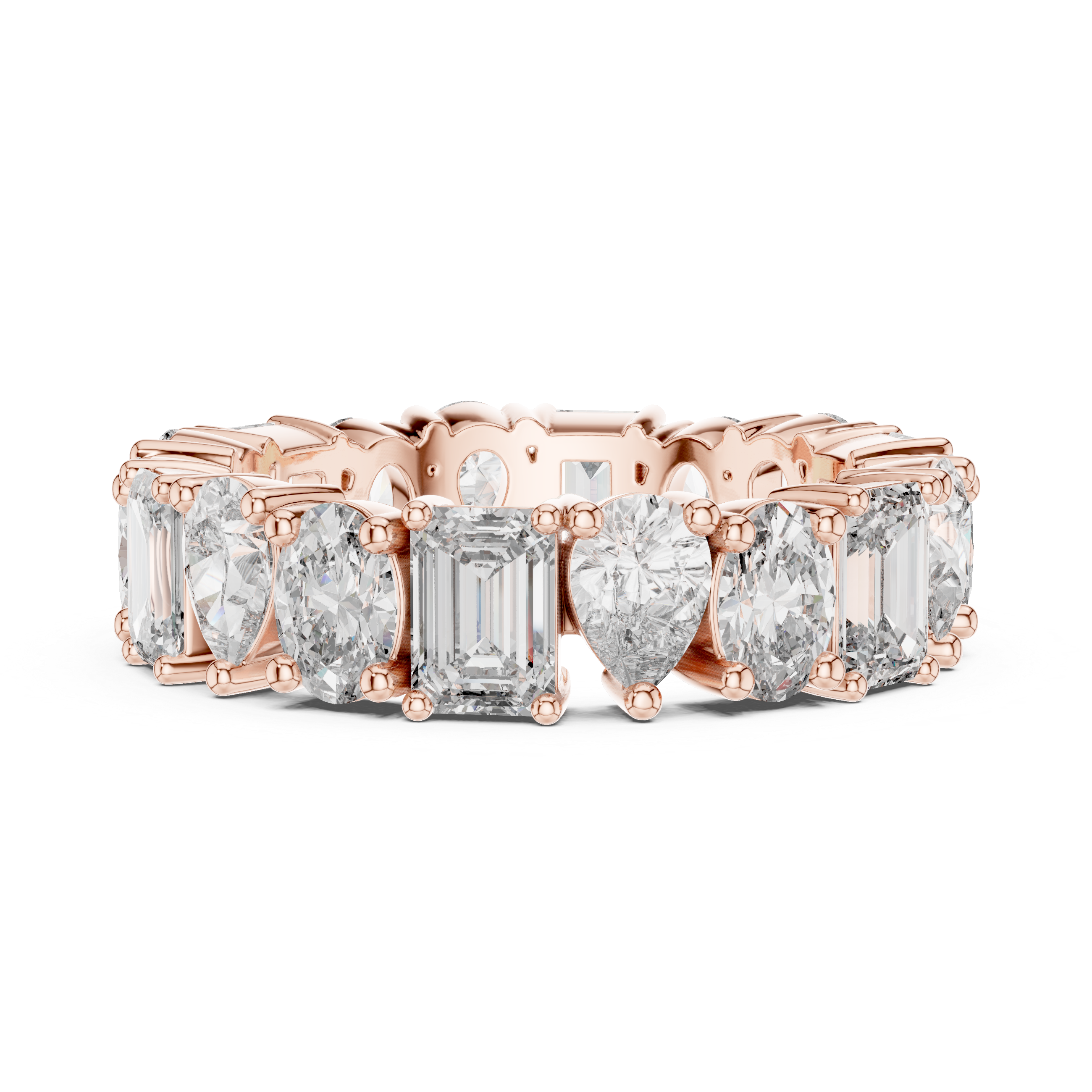 Mixed Shape Diamond Eternity Band with Round and Emerald Cut Stones