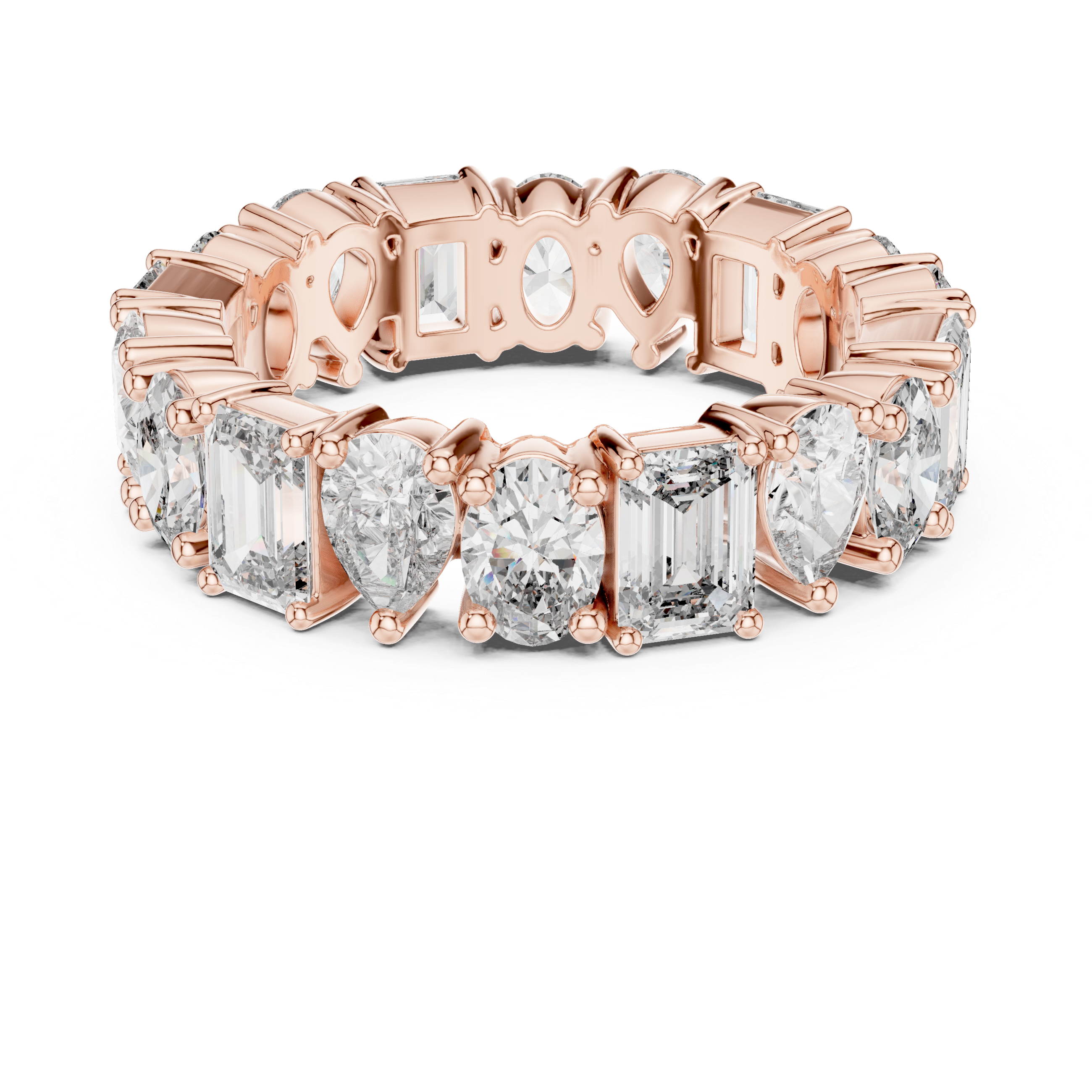 Mixed Shape Diamond Eternity Band with Round and Emerald Cut Stones