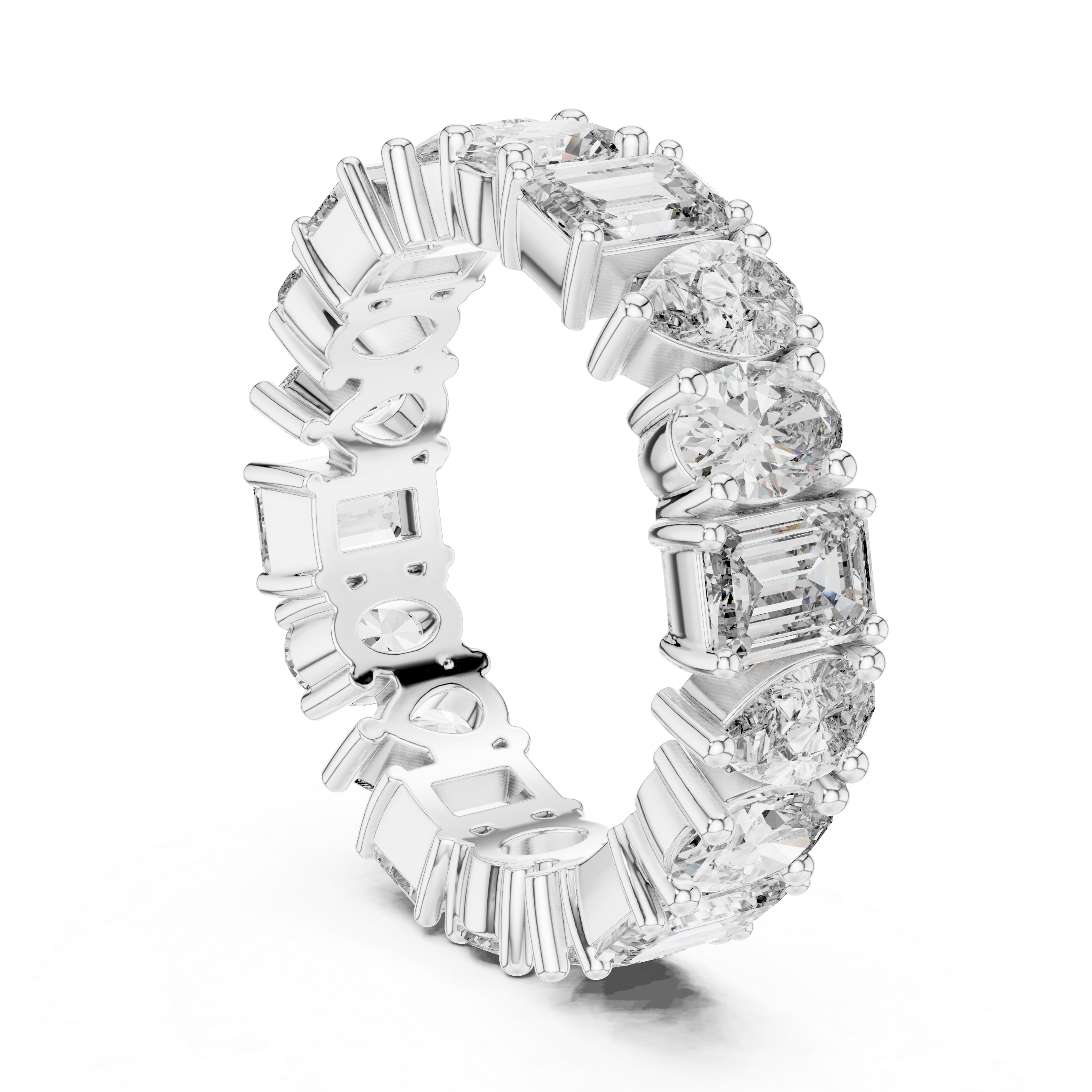 Mixed Shape Diamond Eternity Band with Round and Emerald Cut Stones