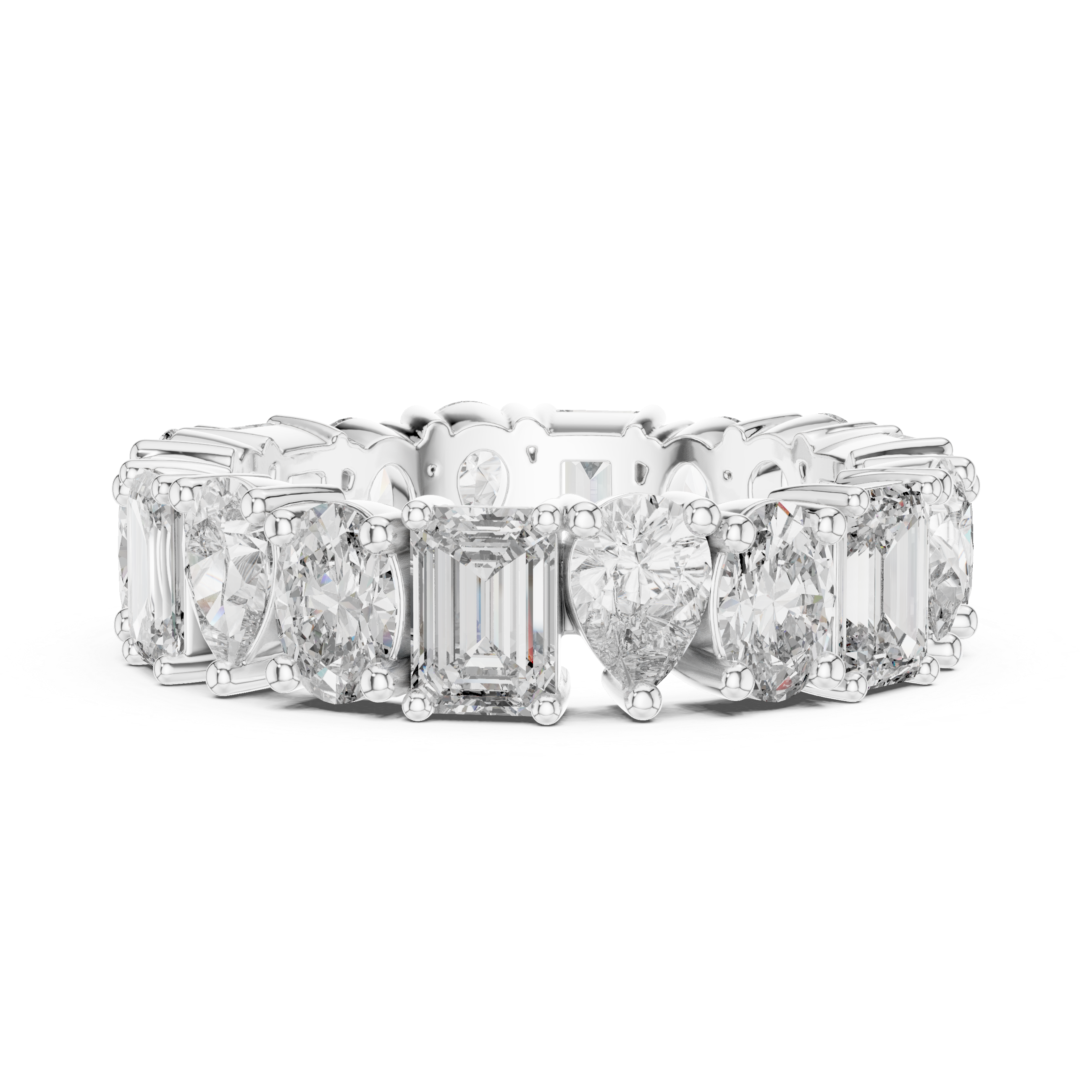 Mixed Shape Diamond Eternity Band with Round and Emerald Cut Stones