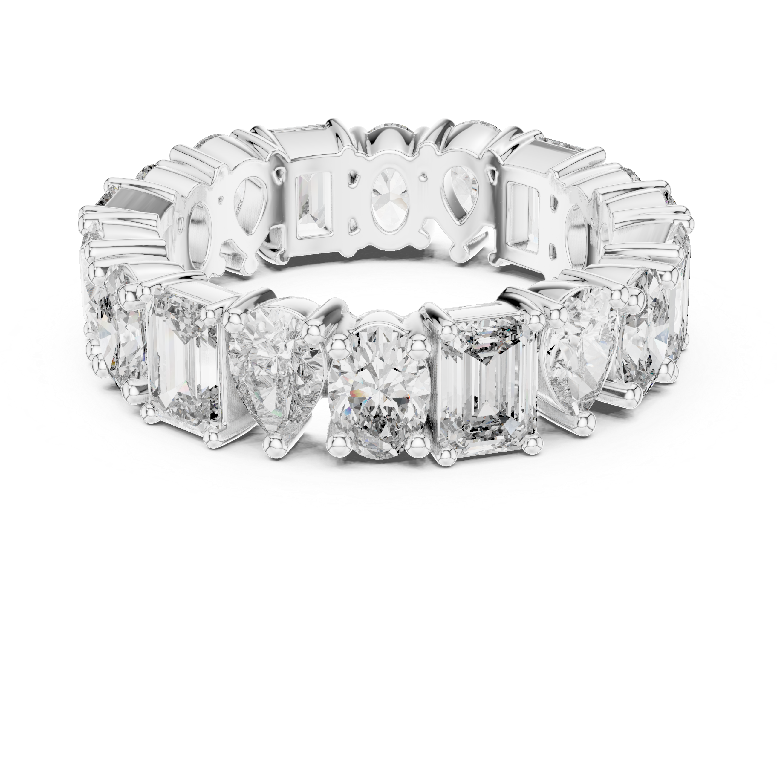 Mixed Shape Diamond Eternity Band with Round and Emerald Cut Stones