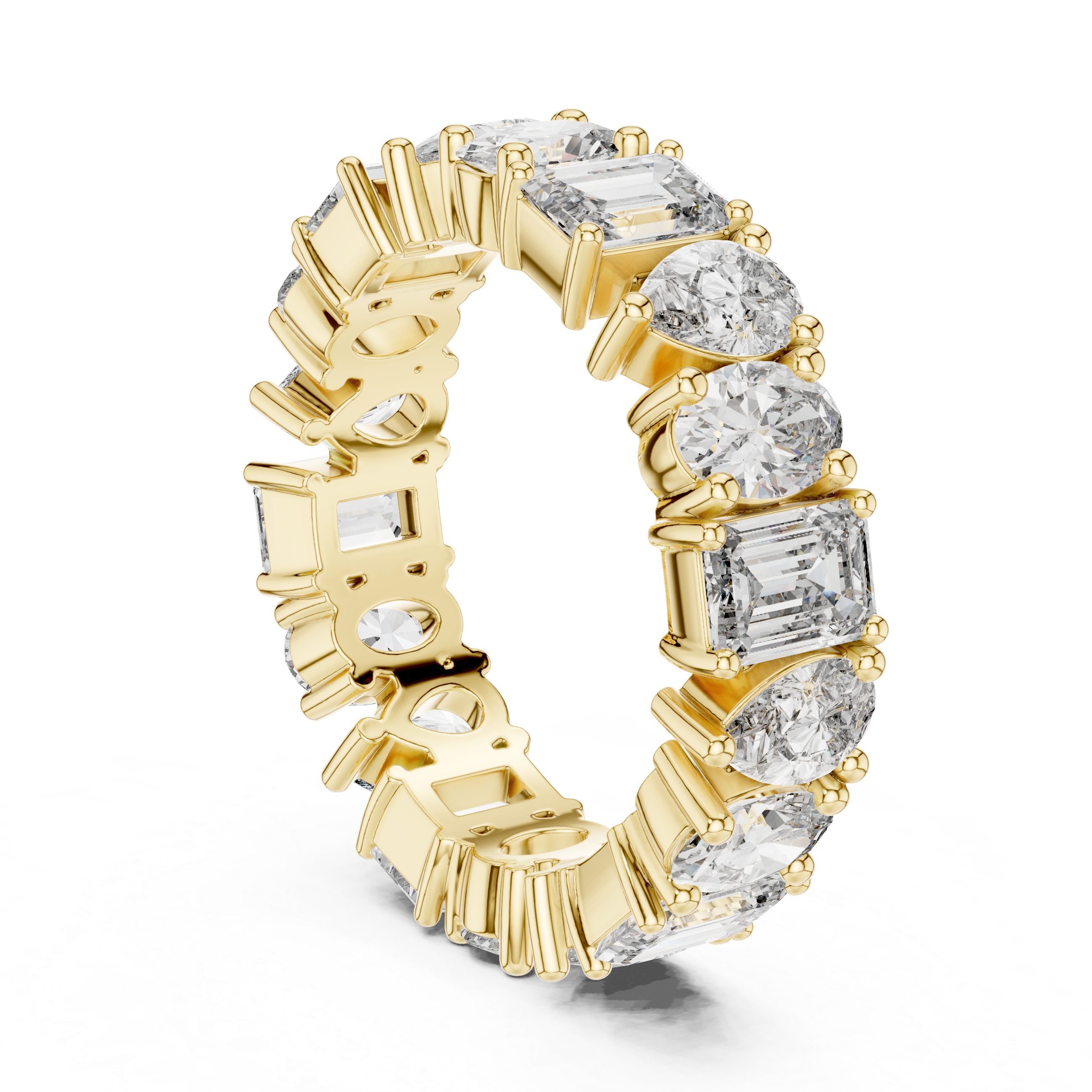 Mixed Shape Diamond Eternity Band with Round and Emerald Cut Stones