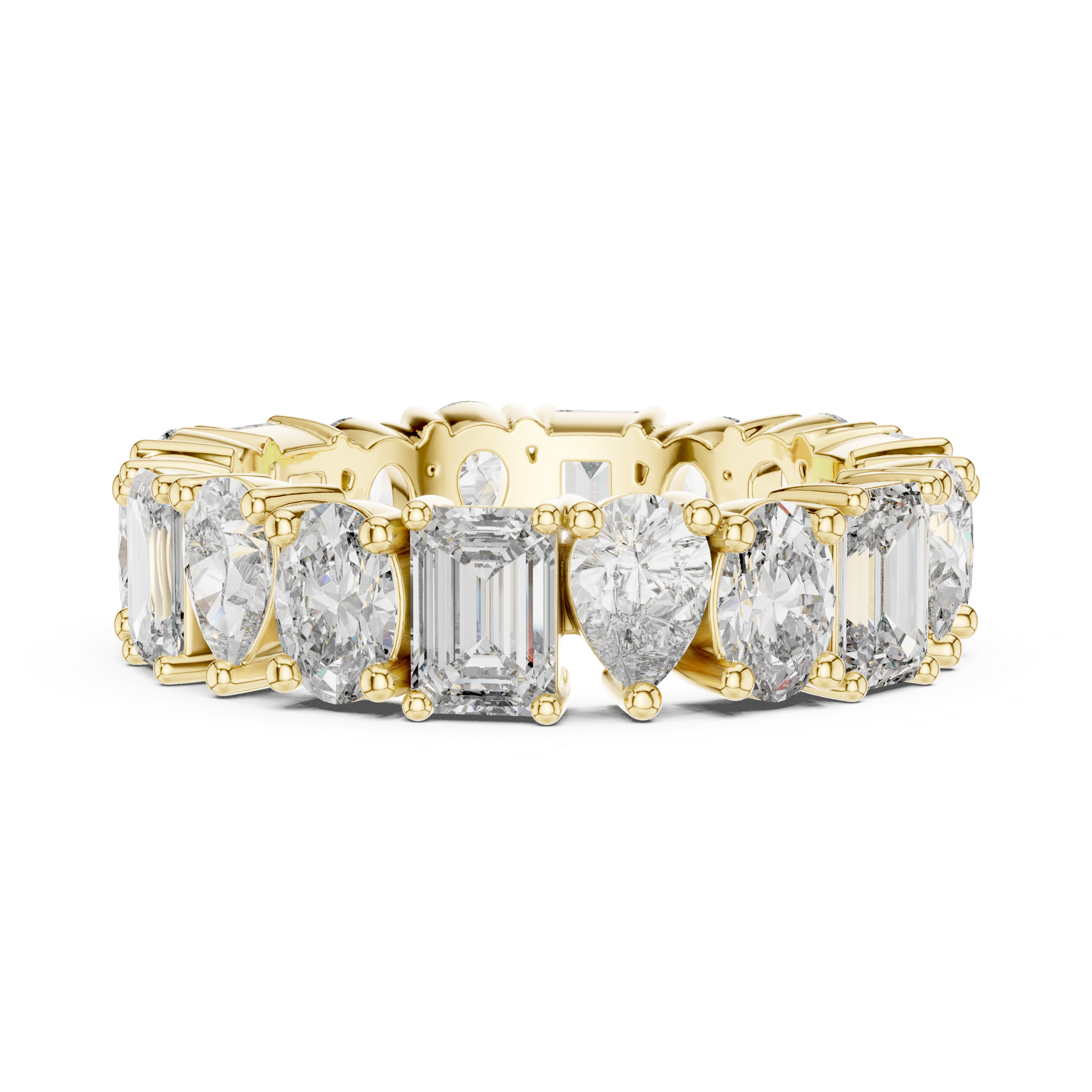 Mixed Shape Diamond Eternity Band with Round and Emerald Cut Stones